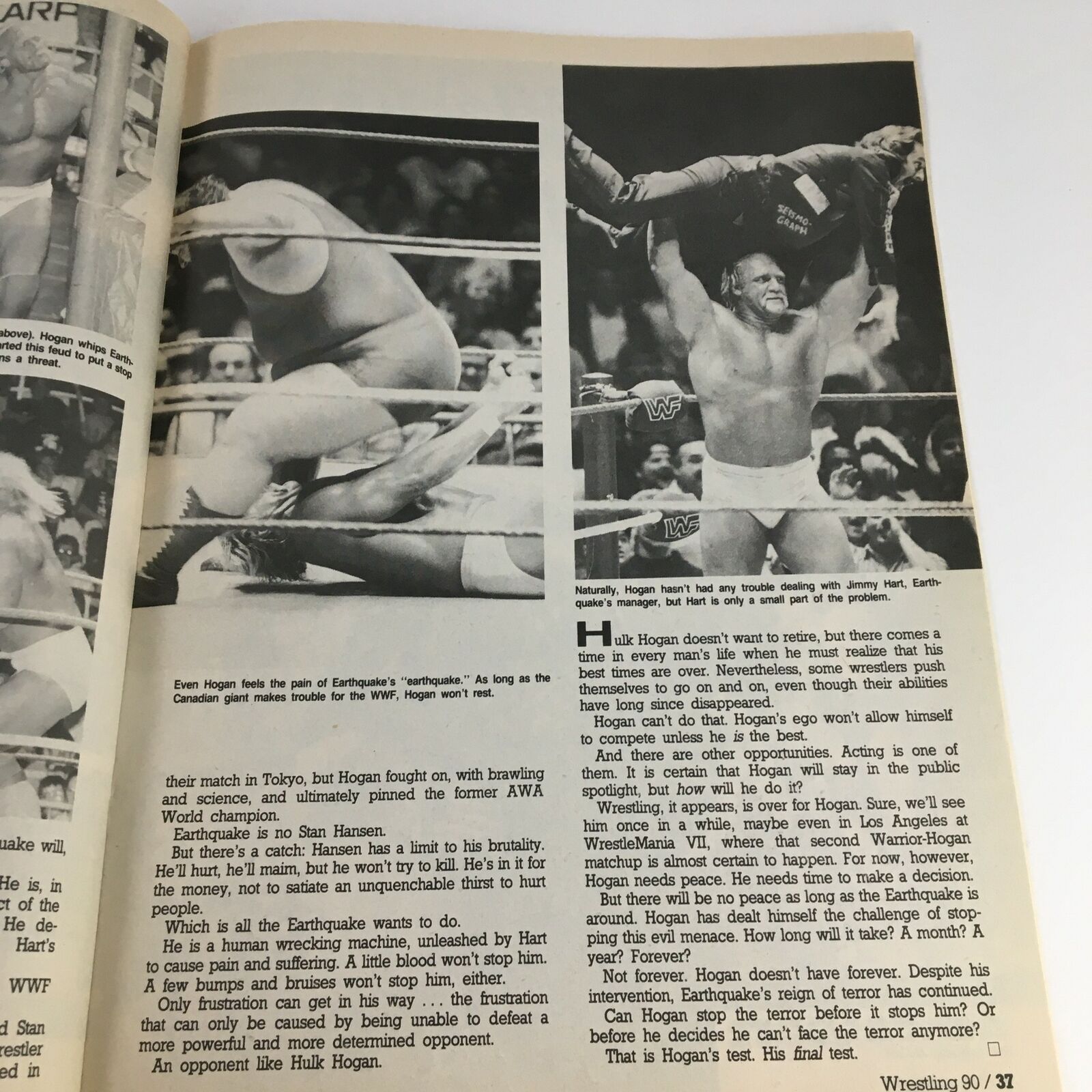 Wrestling Magazine Fall 1990 Hulk Hogan vs The Earthquake, No Label