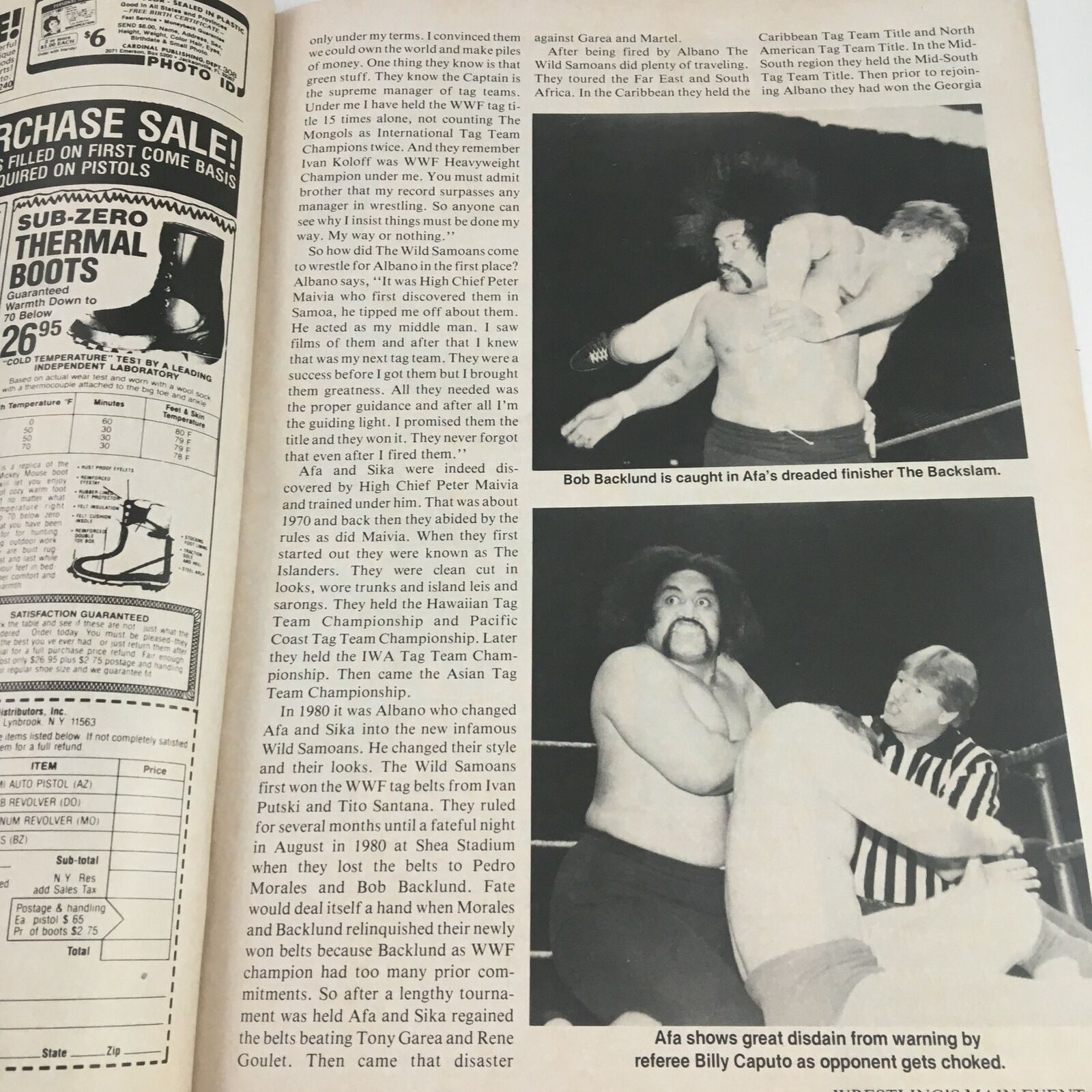 Wrestling's Main Event December 1983 Joe LeDuc & Jimmy Snuka, No Label