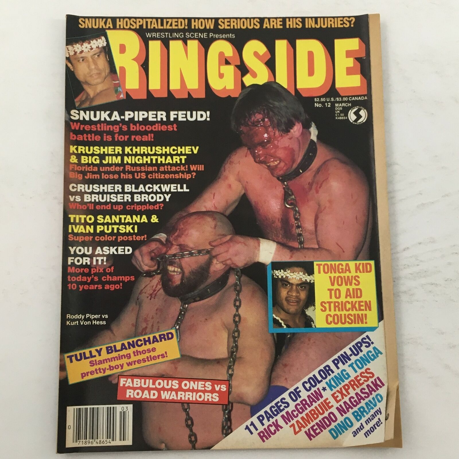 Ringside Magazine #12 March 1985 Krusher Khrushchev and Big Jim Nighthart Cover