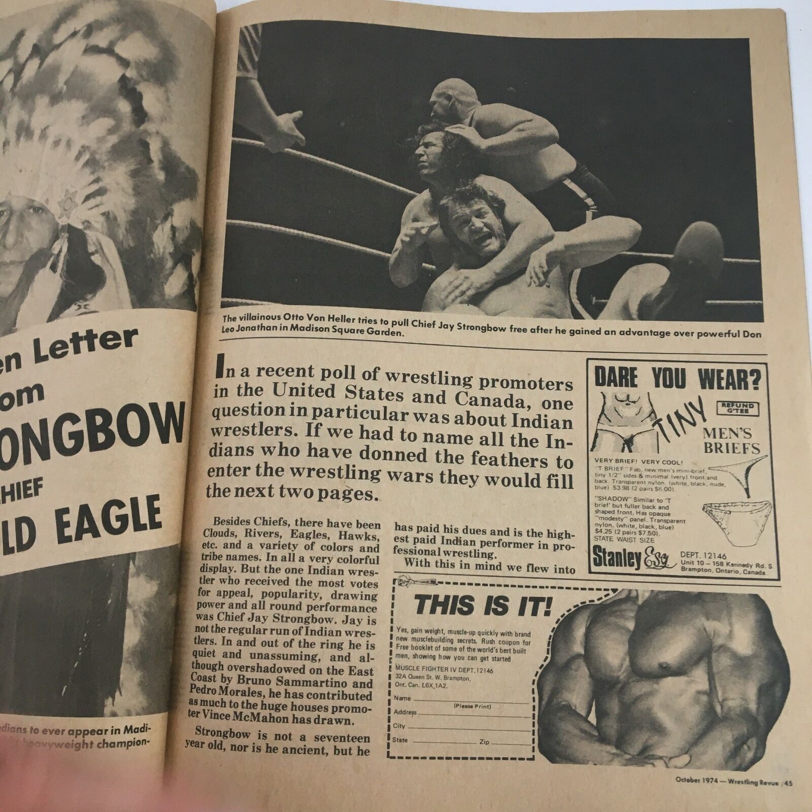 Wrestling Revue Magazine October 1974 Bruno Sammartino vs Jonathan No Label