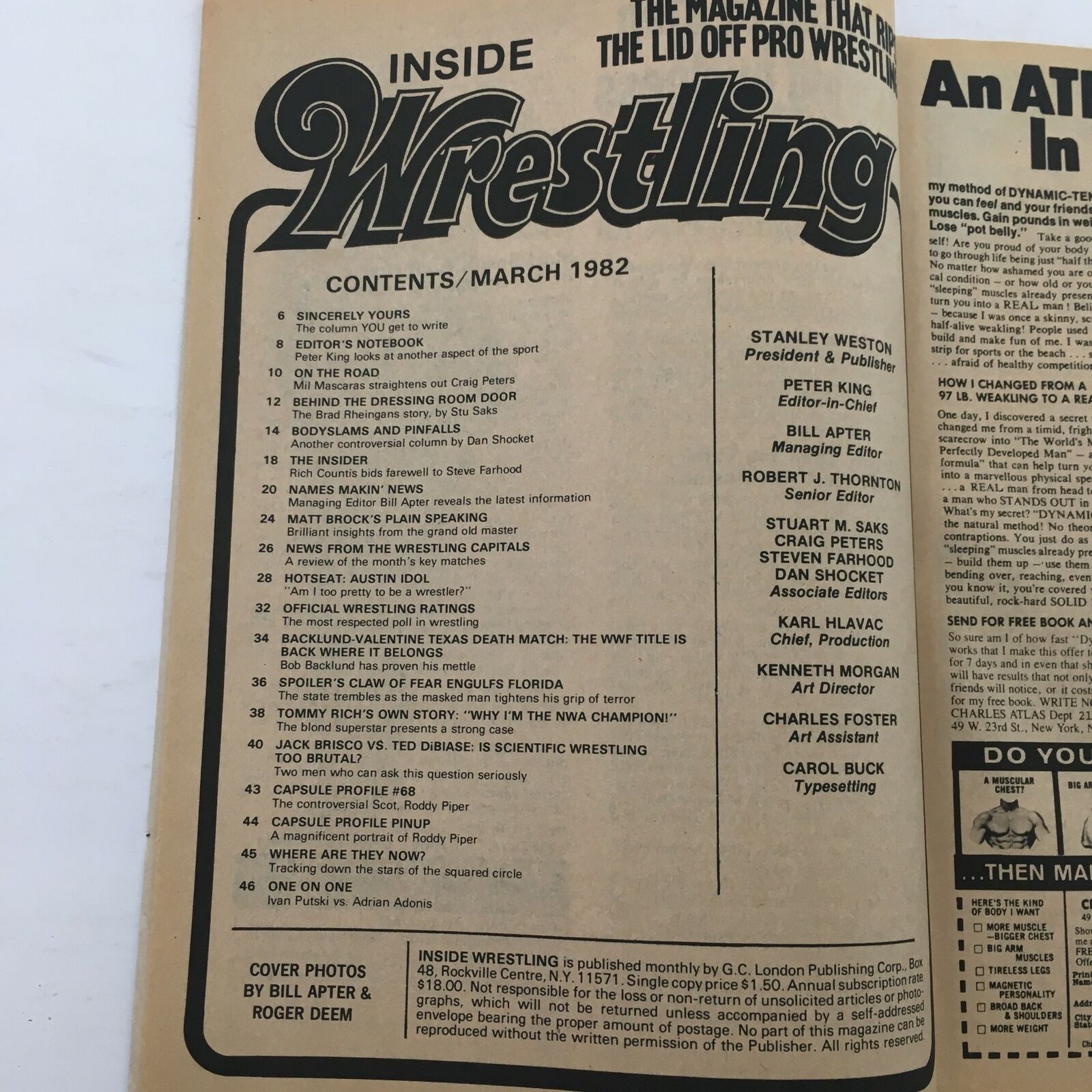 Inside Wrestling Magazine March 1982 Andre the Giant vs King Kong Mosca Fight