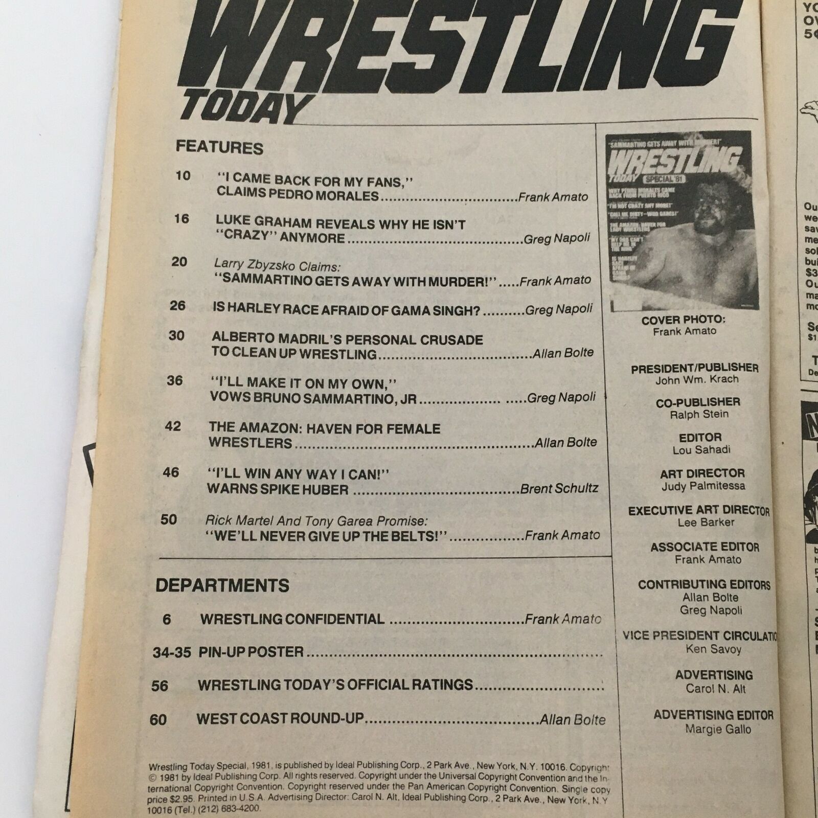 Wrestling Today Magazine 1981 Harley Race Cover and Luke Graham Feature