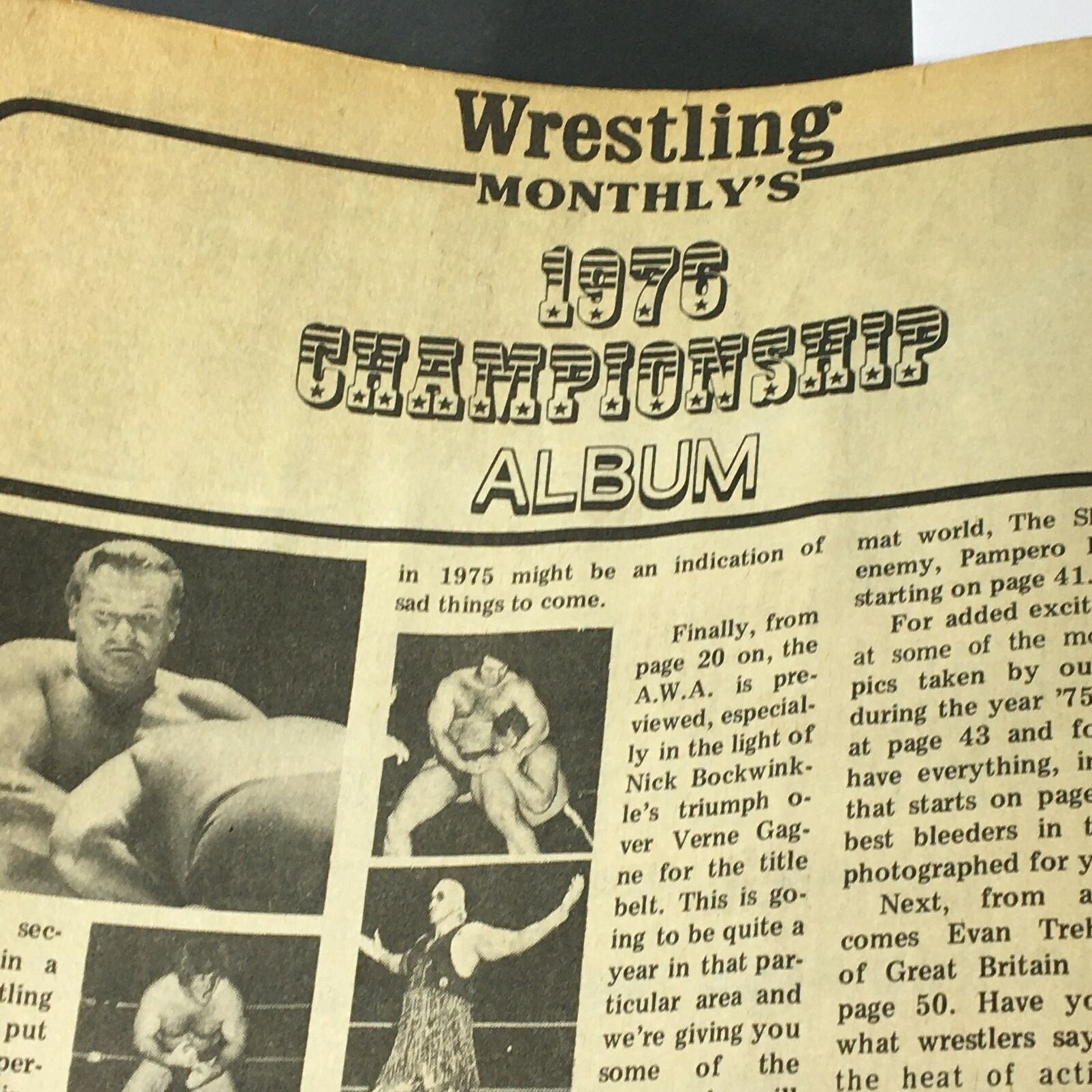 VTG Wrestling Monthly's 1976 Championship Album Terry Funk, Nick B. Newsstand