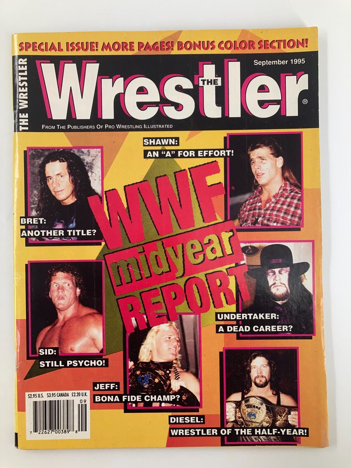 The Wrestler Magazine September 1995 Bret Hart, Shawn Michaels No Label