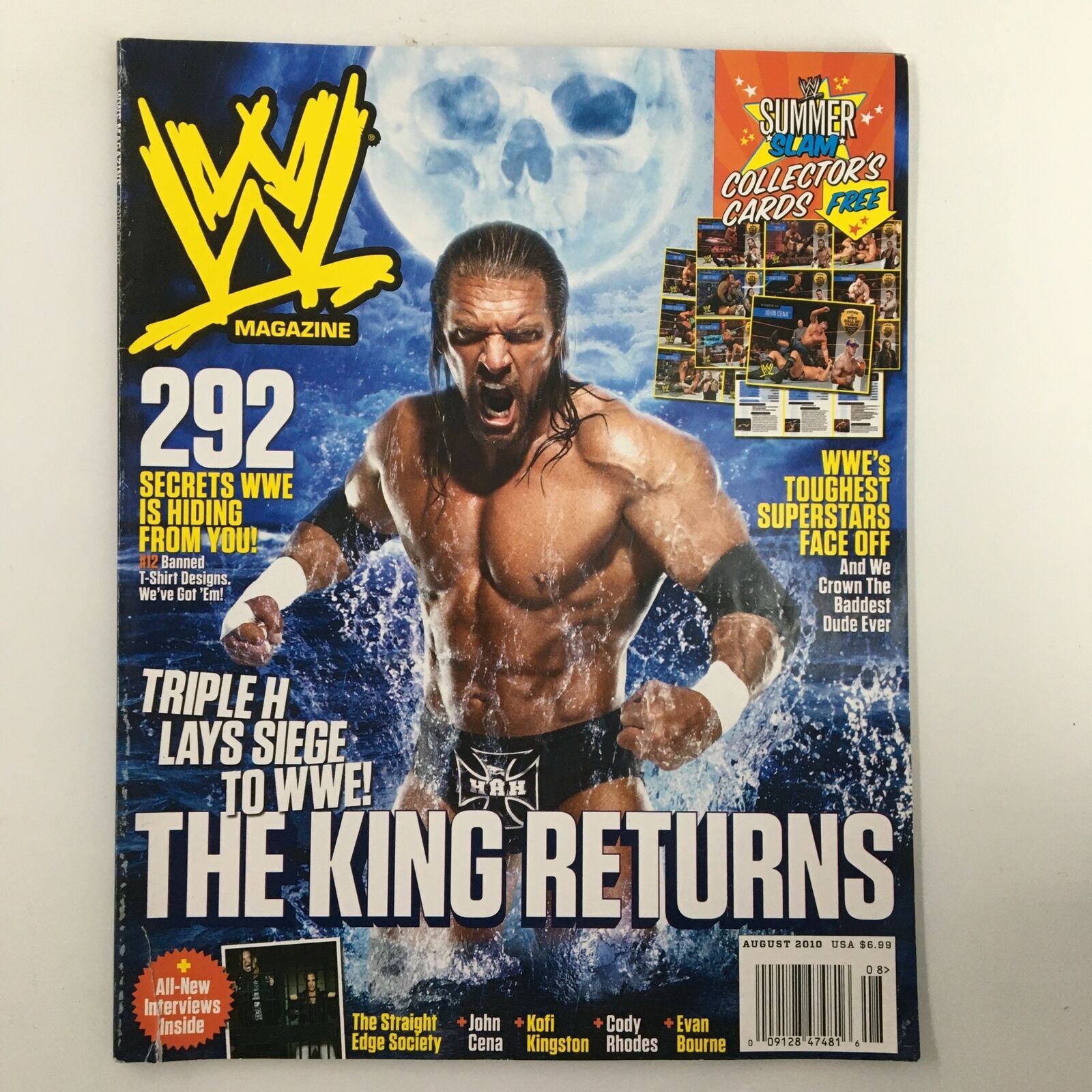 WWE Magazine August 2010 Triple H Returns, John Cena, Kofi Kingston No Label