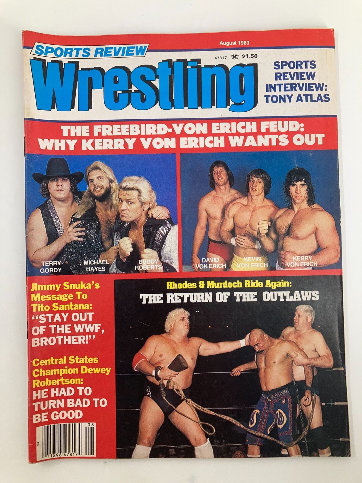 VTG Sports Review Wrestling August 1983 Terry Gordy Michael Hayes Buddy Roberts