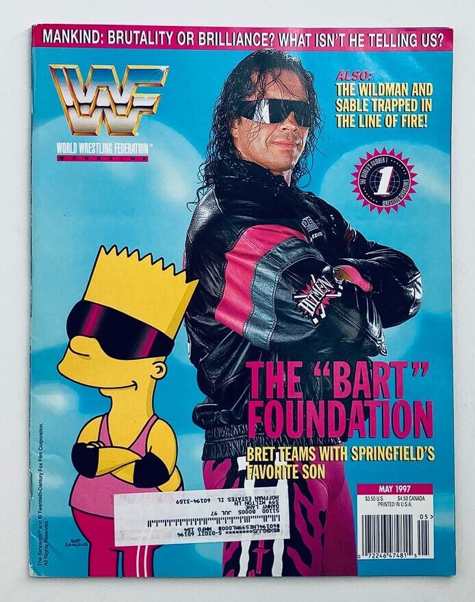 WWF World Wrestling Federation Magazine May 1997 Bret Hart & Bart w Poster