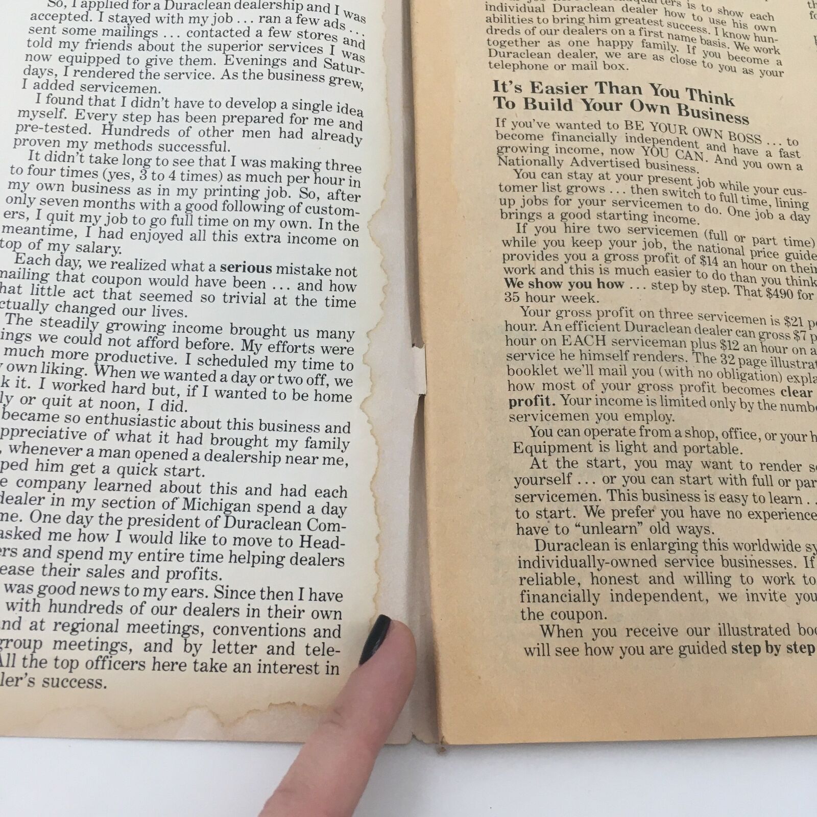 Inside page of The Wrestler Magazine April 1982 detailing a personal story related to business success, highlighting the charm of vintage wrestling publications.