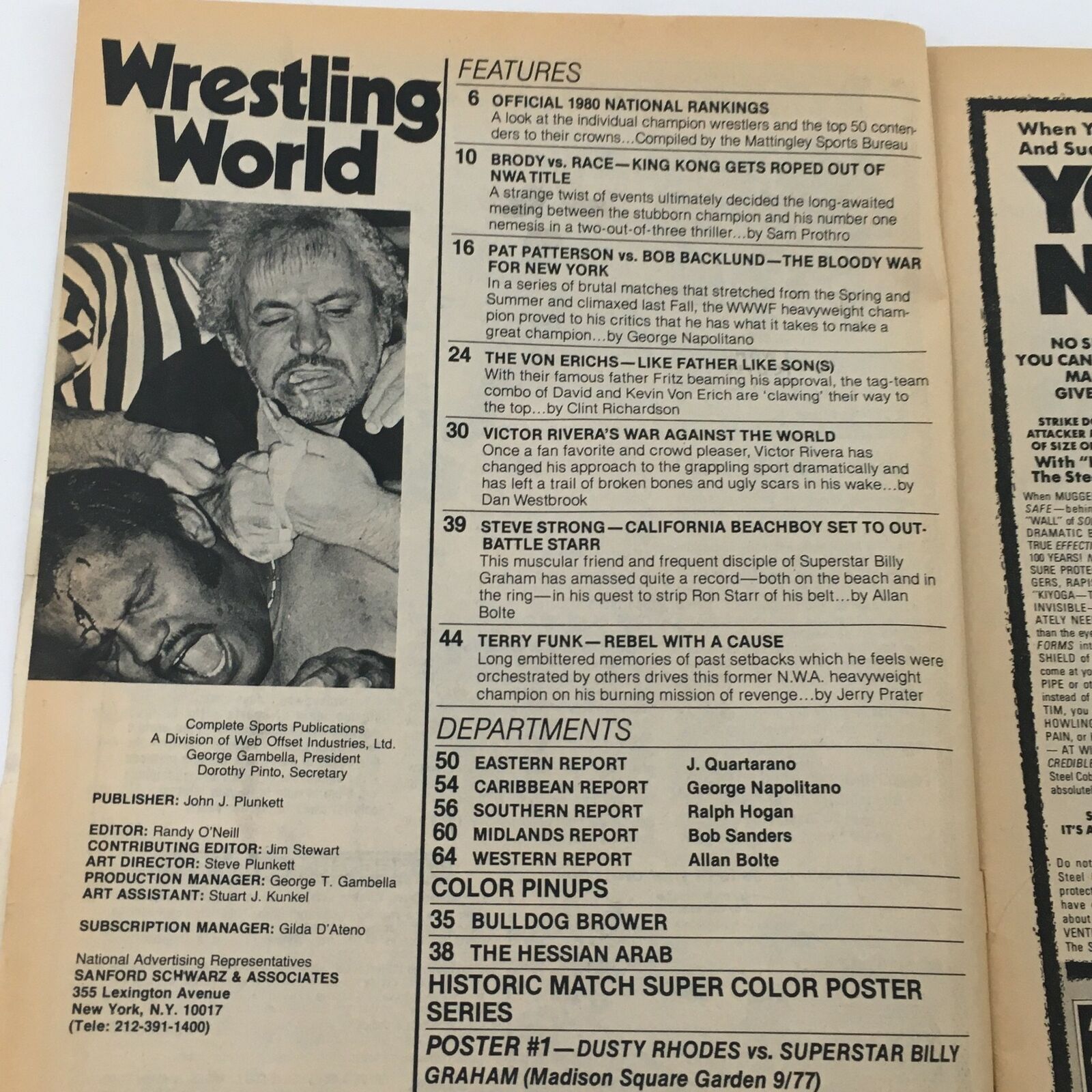 Wrestling World Magazine 1980 Dusty Rhodes vs Superstar Billy Graham Feature