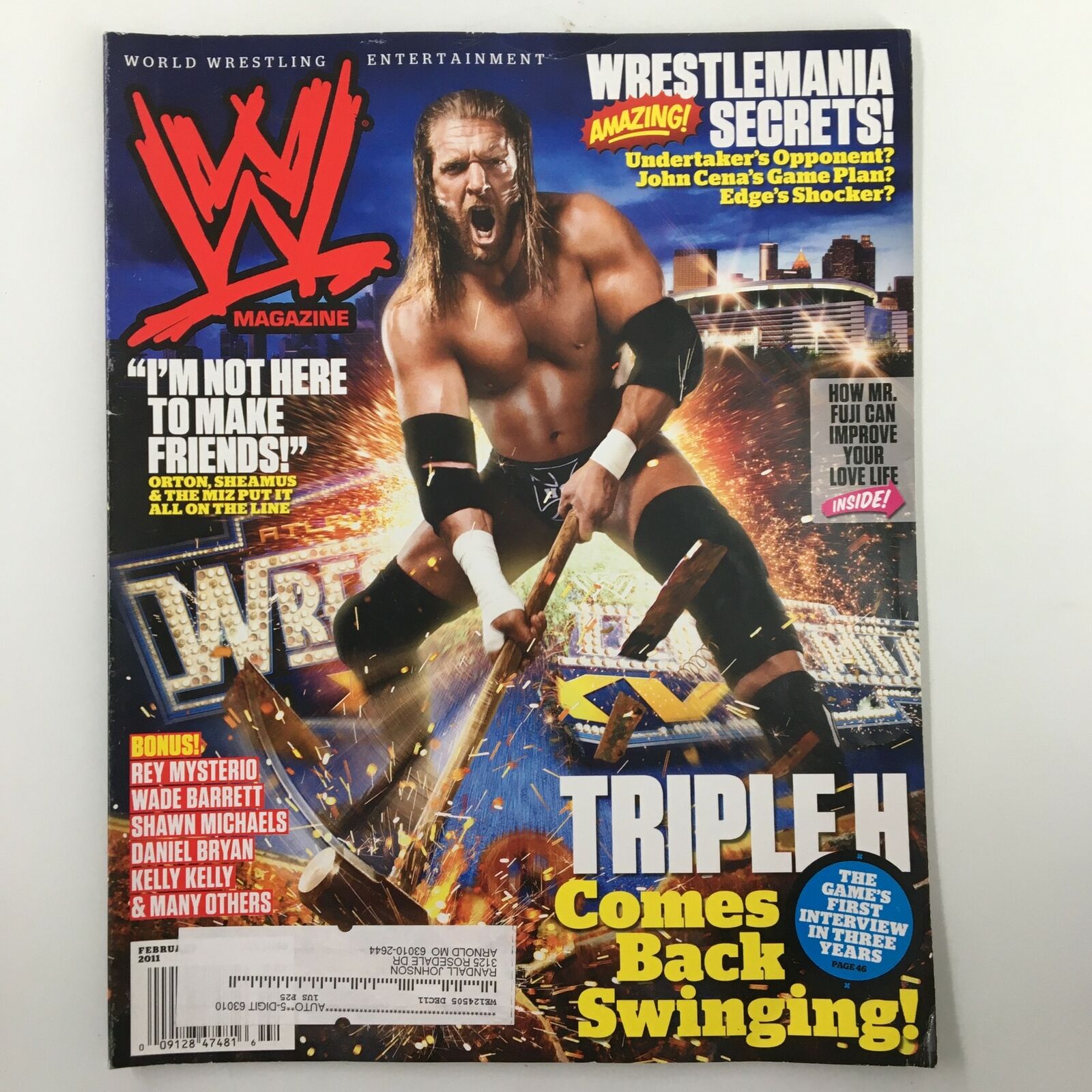 WWE Magazine February 2011 Triple H Comes Back Swinging Plus Rey Mysterio