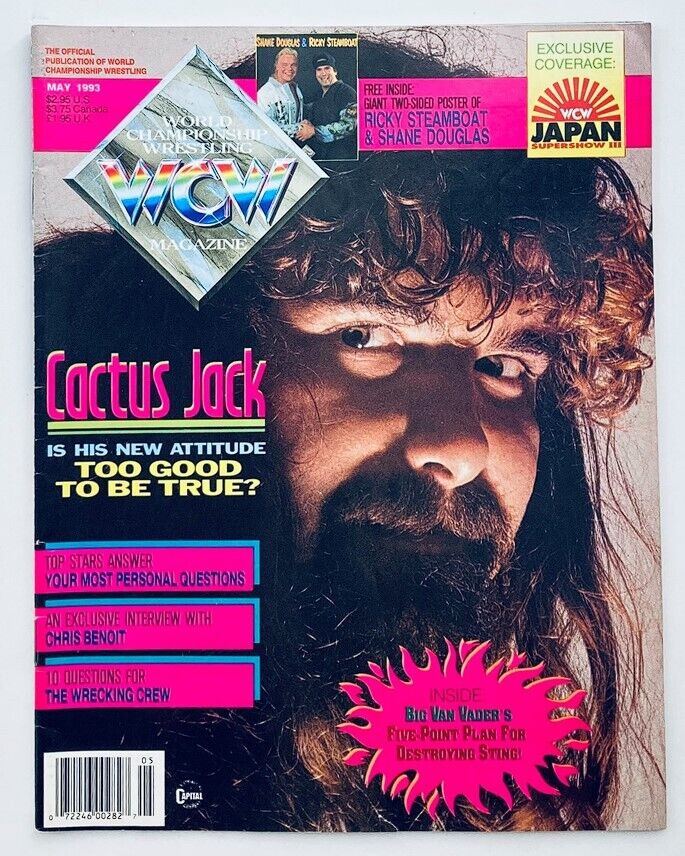 WCW Wrestling Magazine May 1993 Cactus Jack and Ricky Steamboat w Poster