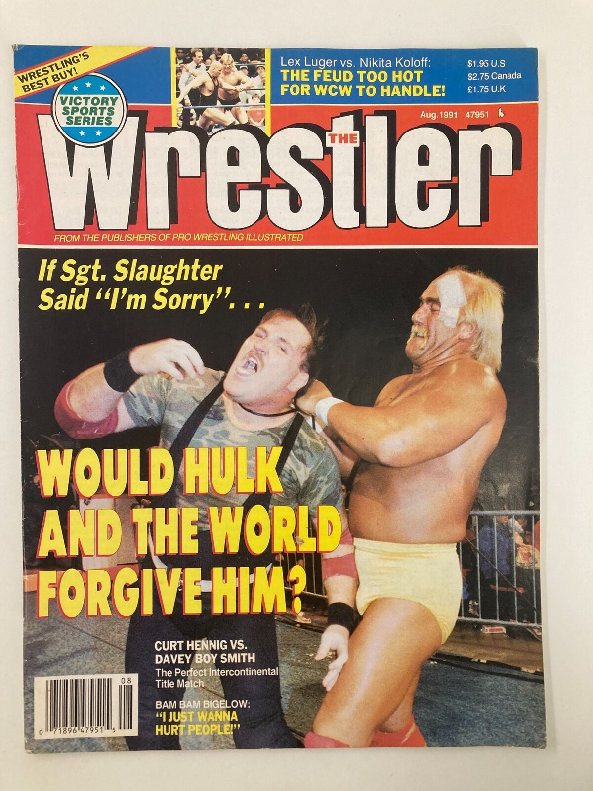 The Wrestler Magazine August 1991 Hulk Hogan and Sgt. Slaughter No Label