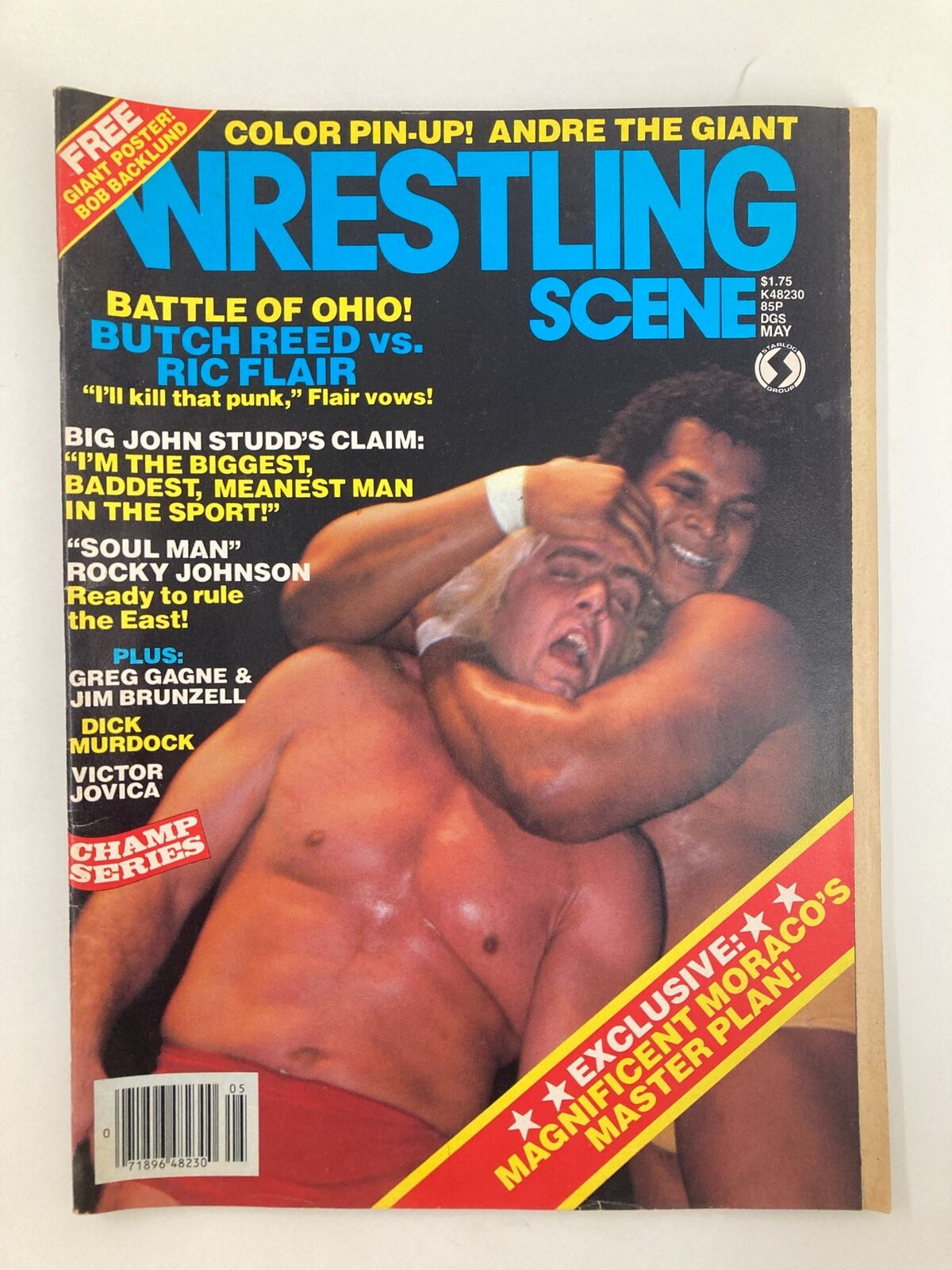 VTG Wrestling Scene Magazine May 1983 Butch Reed vs Ric Flair w Poster No Label