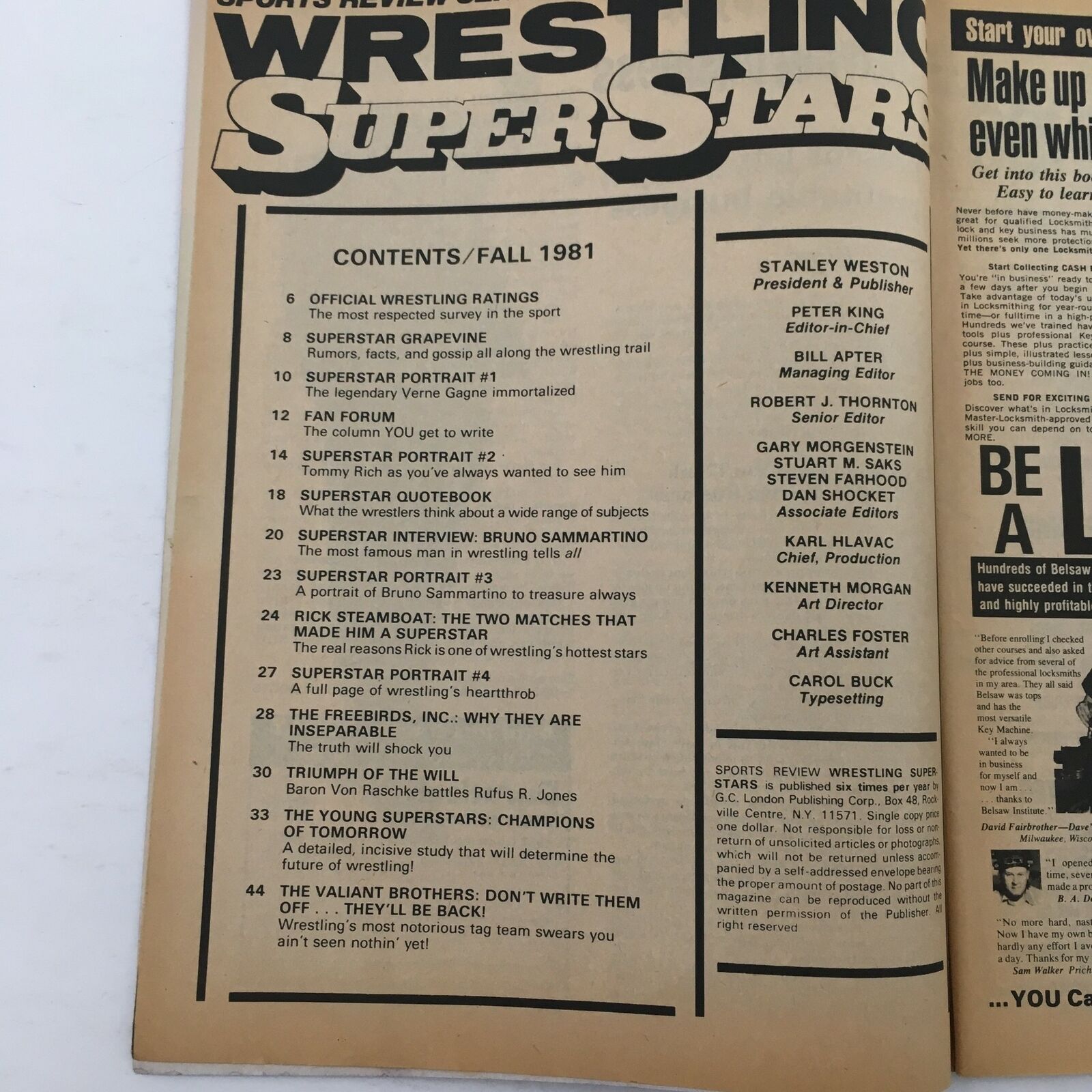 Wrestling Superstars Magazine Fall 1981 Rick Steamboat and Bruno Sammartino