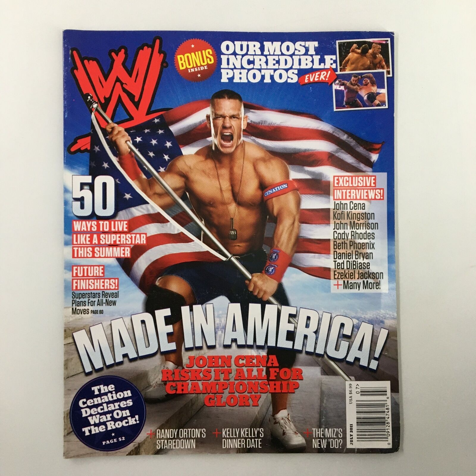 WWE Magazine July 2011 John Cena, Kofi Kingston, John Morrison No Label