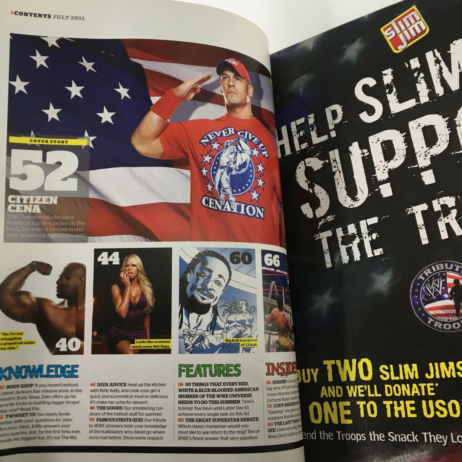 WWE Magazine July 2011 John Cena, Kofi Kingston, John Morrison No Label