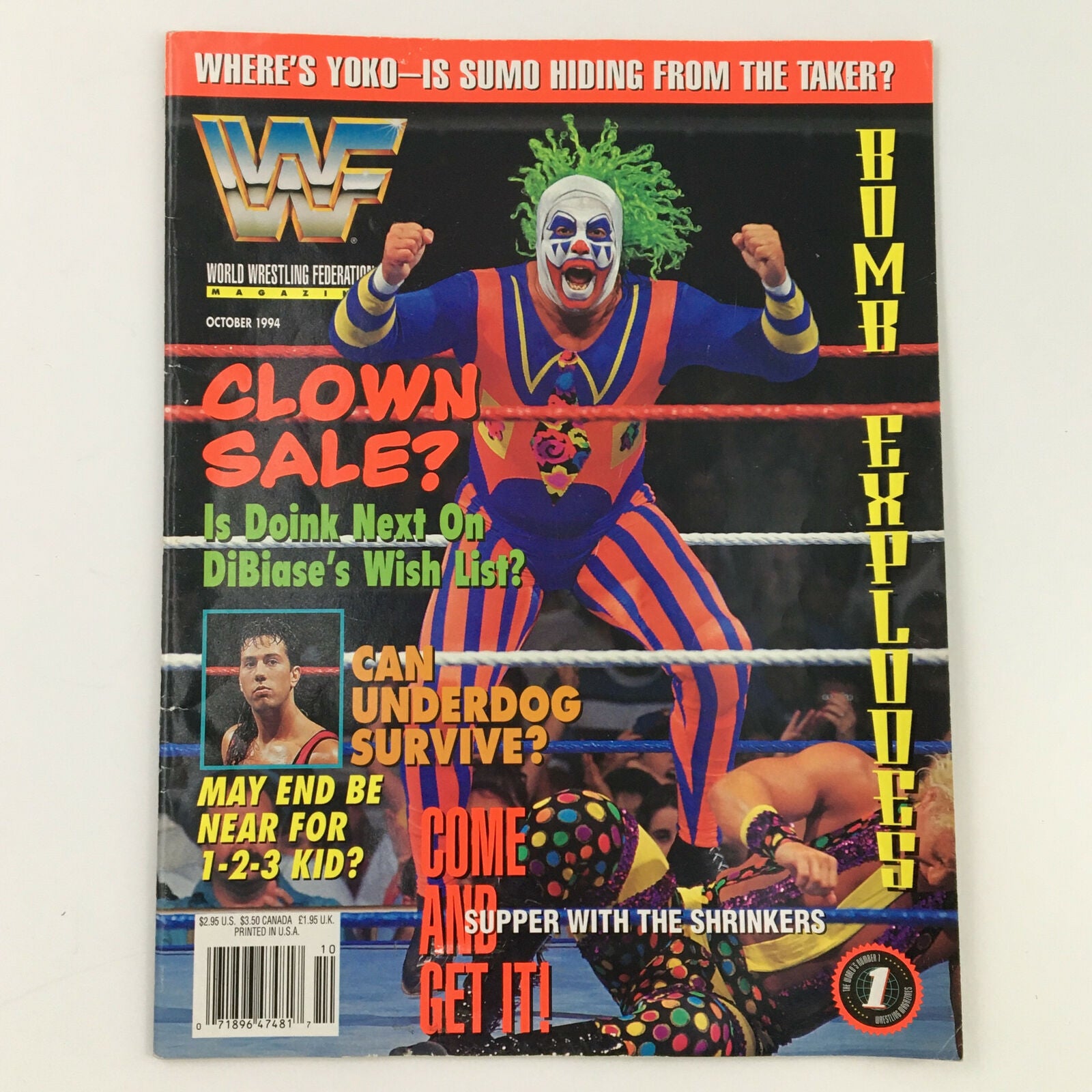 World Wrestling Federation Magazine October 1994 Doink the Clown, No Label