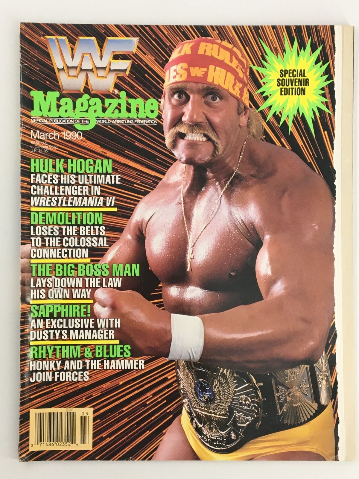 VTG WWF Magazine March 1990 Hulk Hogan, The Bug Boss Man and The Hammer