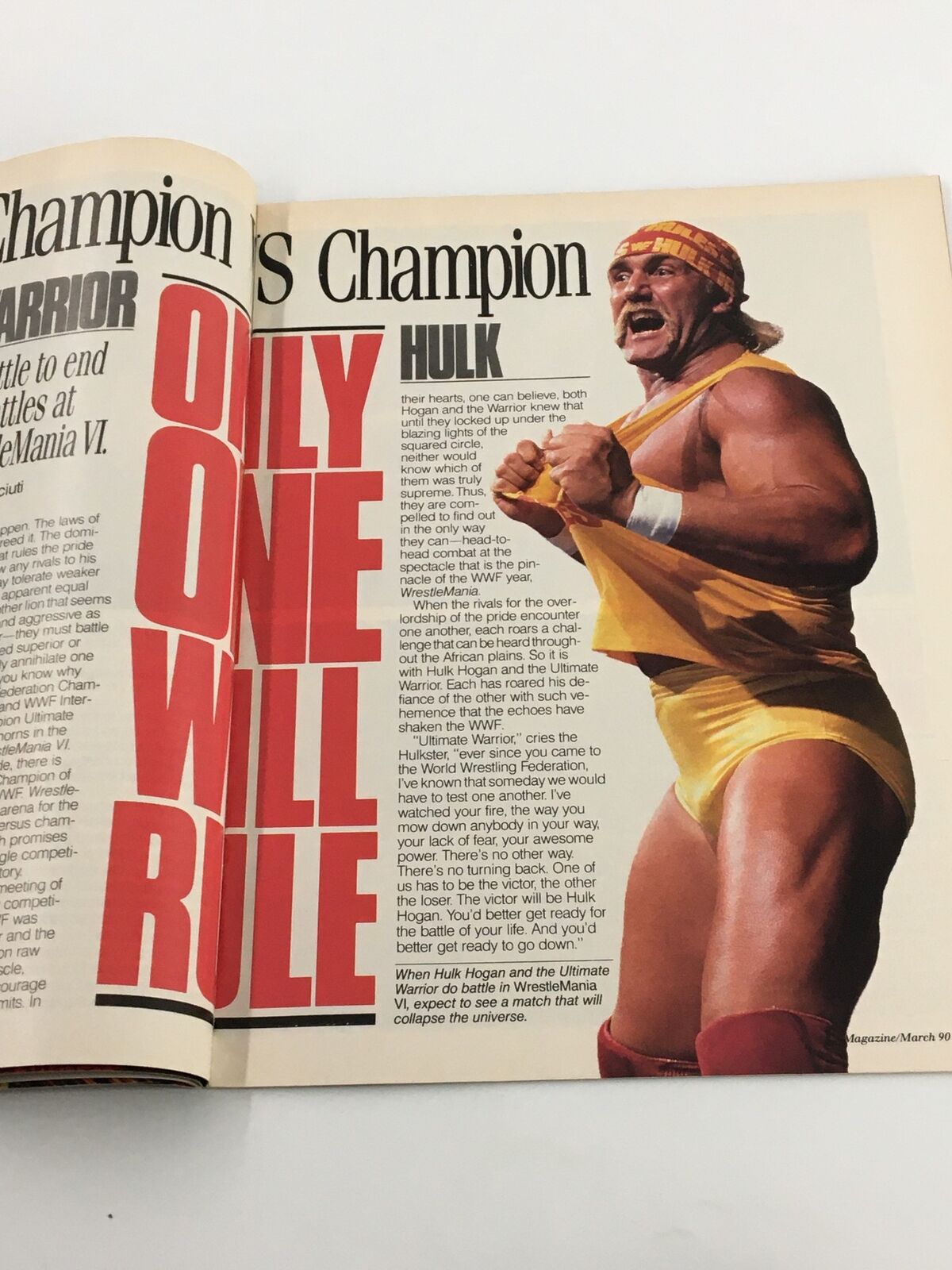 VTG WWF Magazine March 1990 Hulk Hogan, The Bug Boss Man and The Hammer