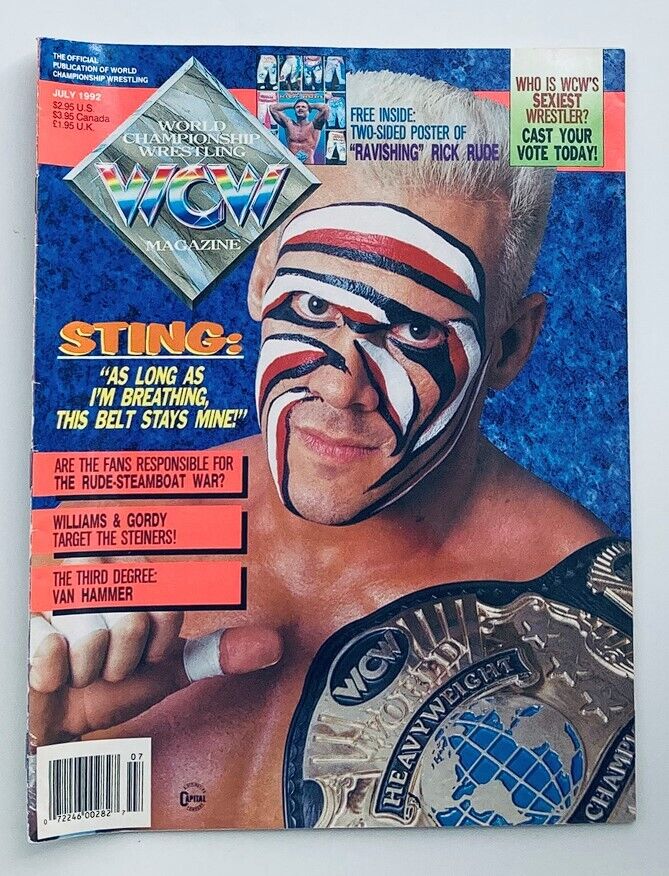 WCW Wrestling Magazine July 1992 Sting, Williams & Gordy, Van Hammer No Label