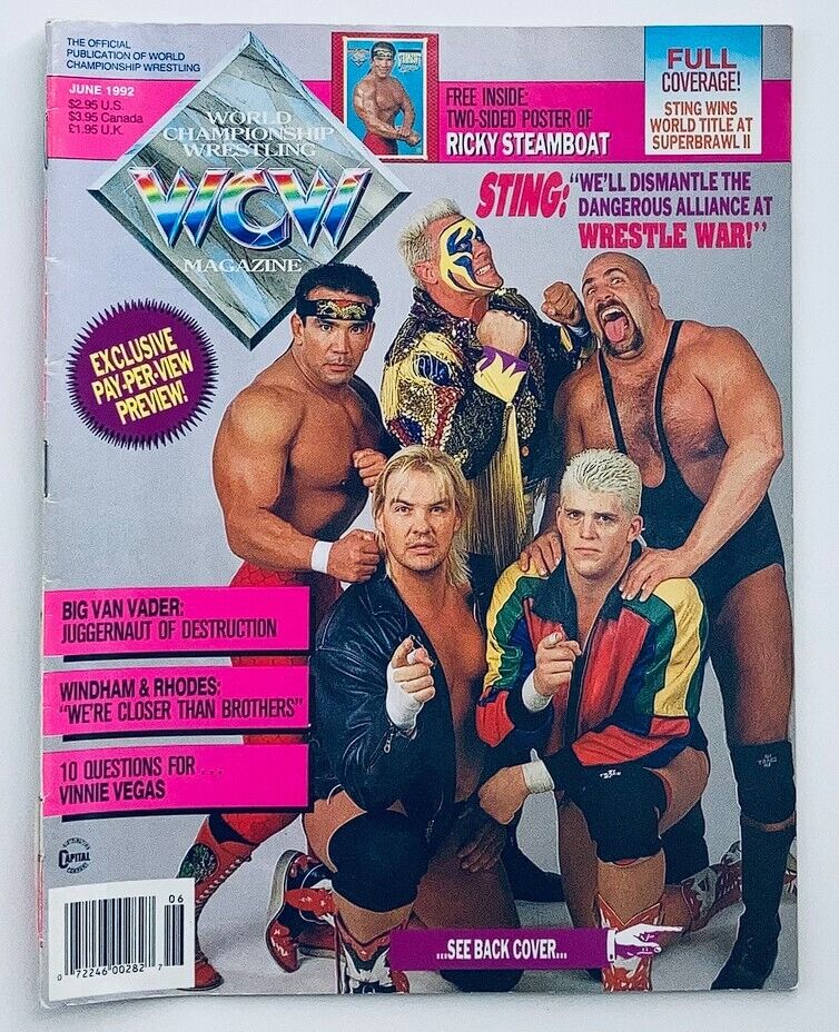 WCW Wrestling Magazine June 1992 Sting, Big Van Vader, Windham & Rhodes