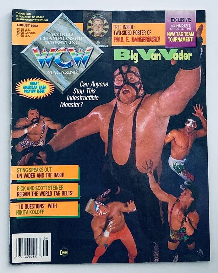 WCW Wrestling Magazine August 1992 Big Van Vader, Sting, Rick and Scott Steiner