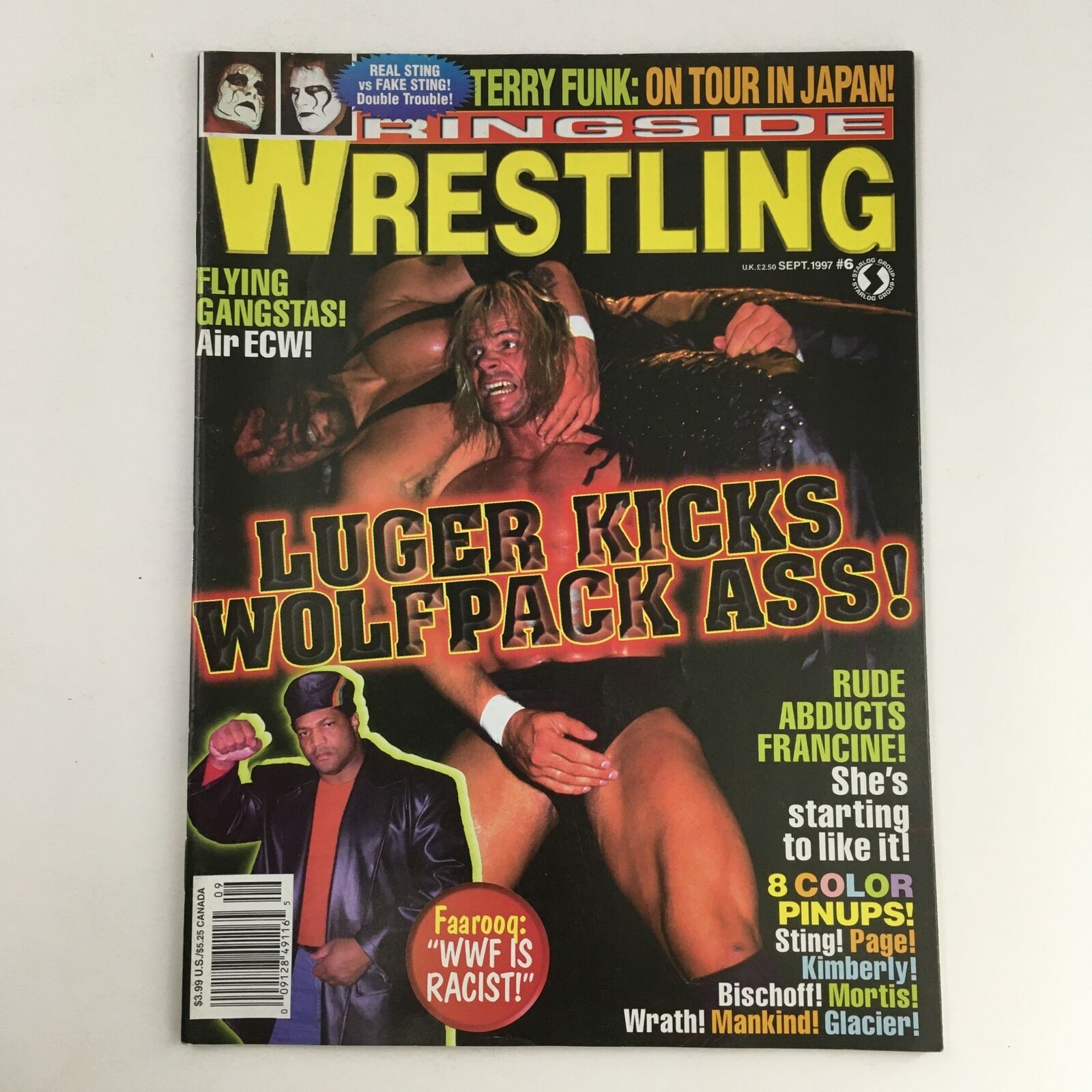 Ringside Wrestling Magazine September 1997 Lex Luger w Poster No Label VG