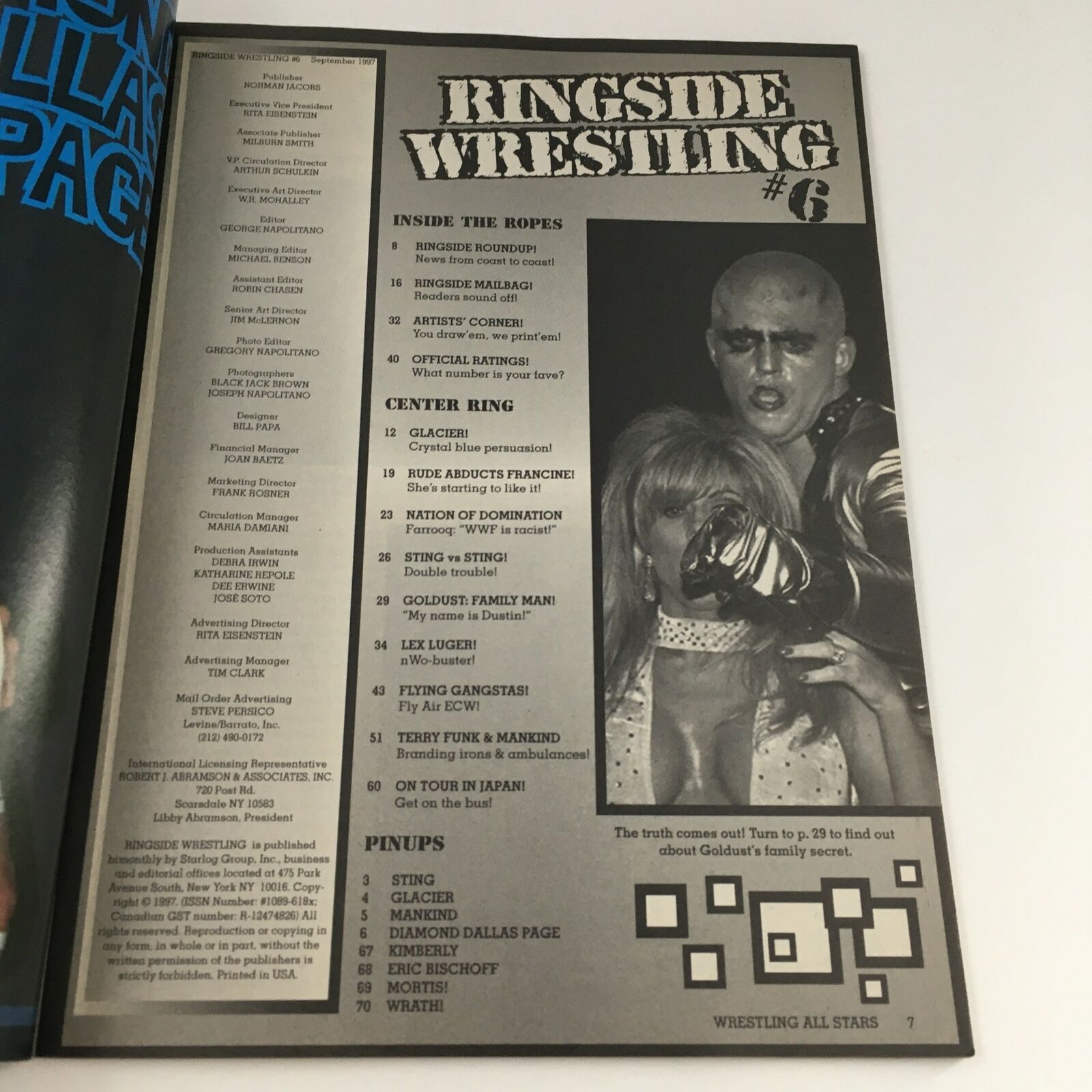 Ringside Wrestling Magazine September 1997 Lex Luger w Poster No Label VG