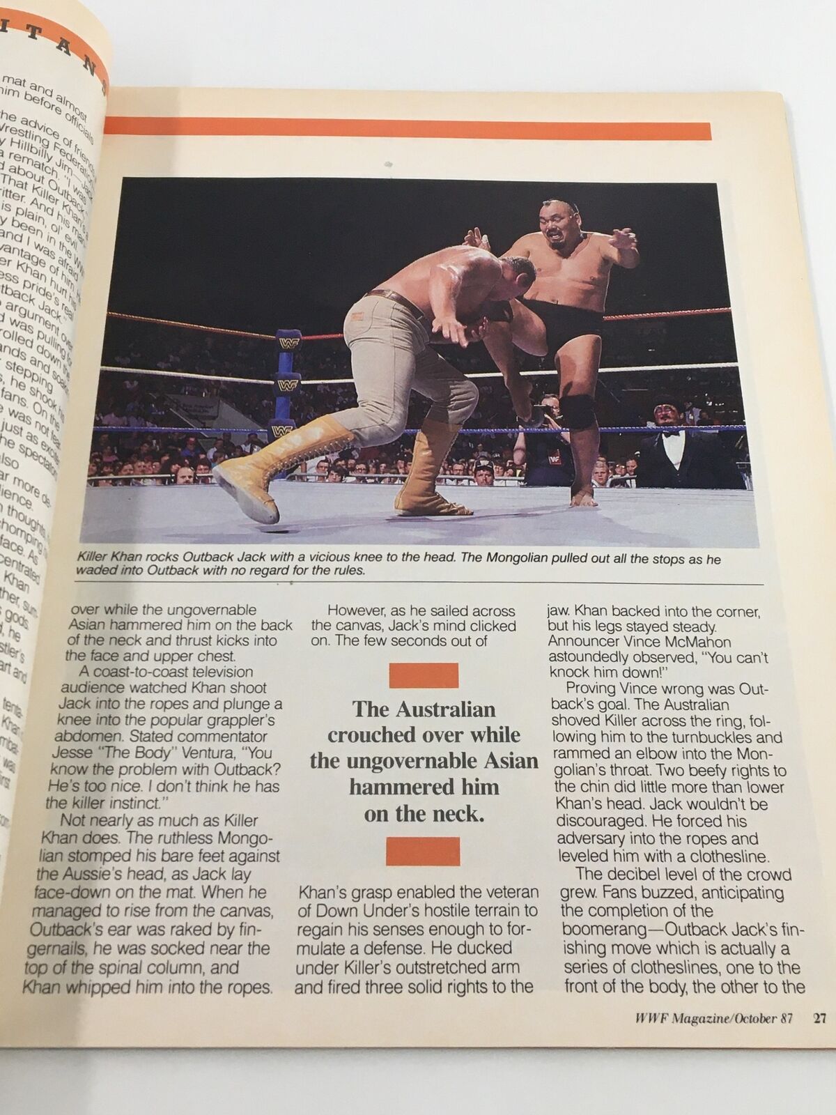 VTG WWF Magazine October 1987 Bobby Heenan, Ted Dibiase and The Animal