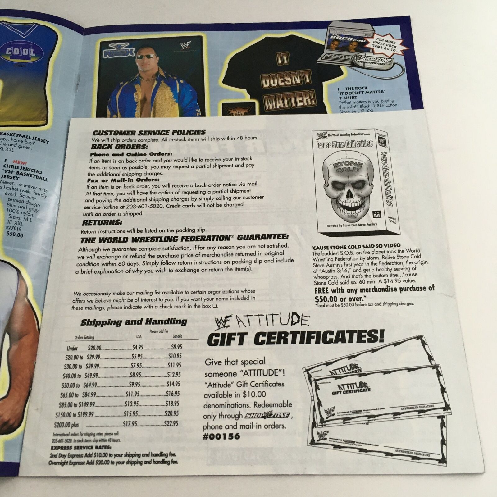 WWE WWF Shop Zone The Rock Wrestling Merchandise Catalog