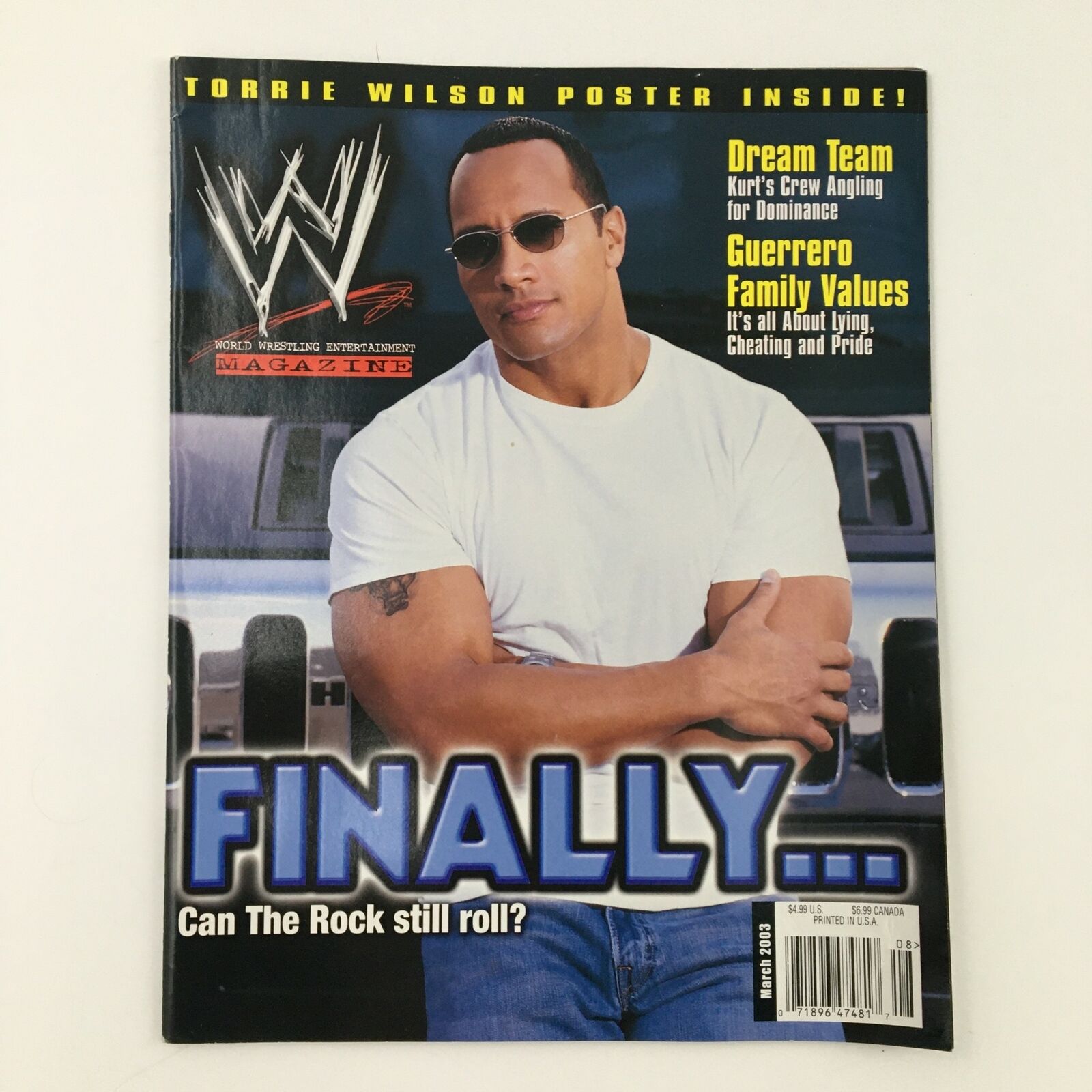 WWE Magazine March 2003 The Rock, Dawn Marie, Torrie Wilson, No Label w Poster