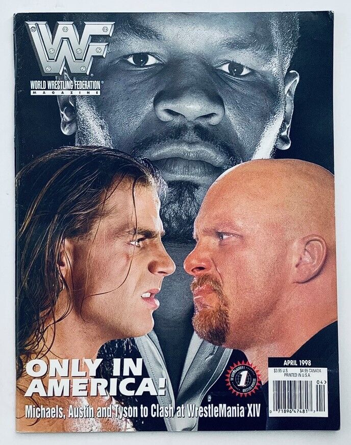 WWF World Wrestling Federation Magazine April 1998 Michaels & Austin w Poster