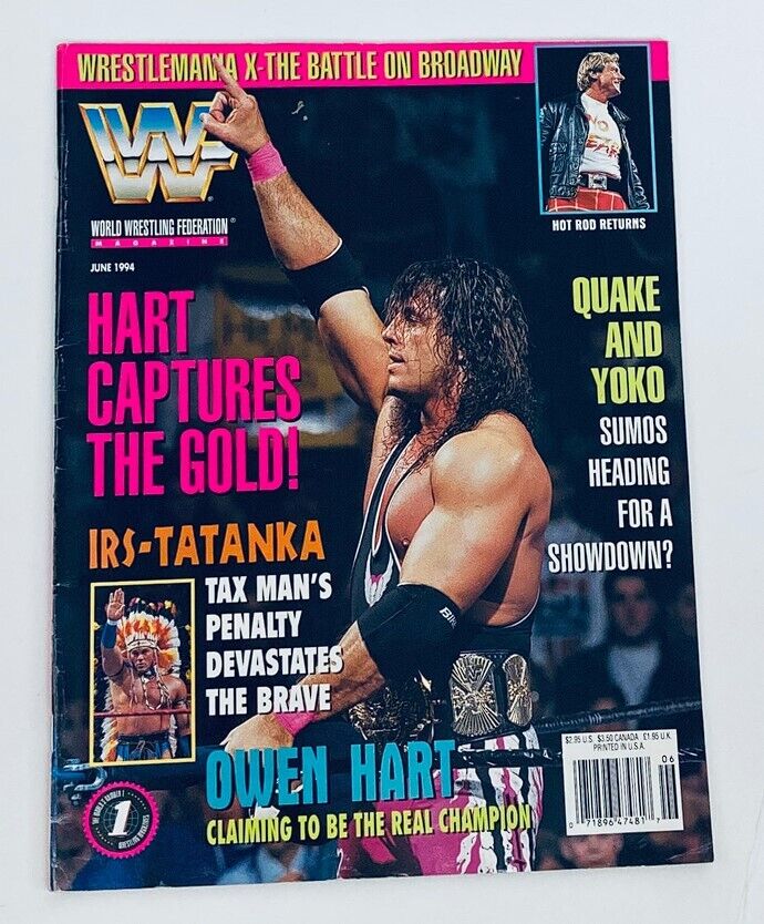 WWF World Wrestling Federation Magazine June 1994 Owen Hart & Irs-Tatanka