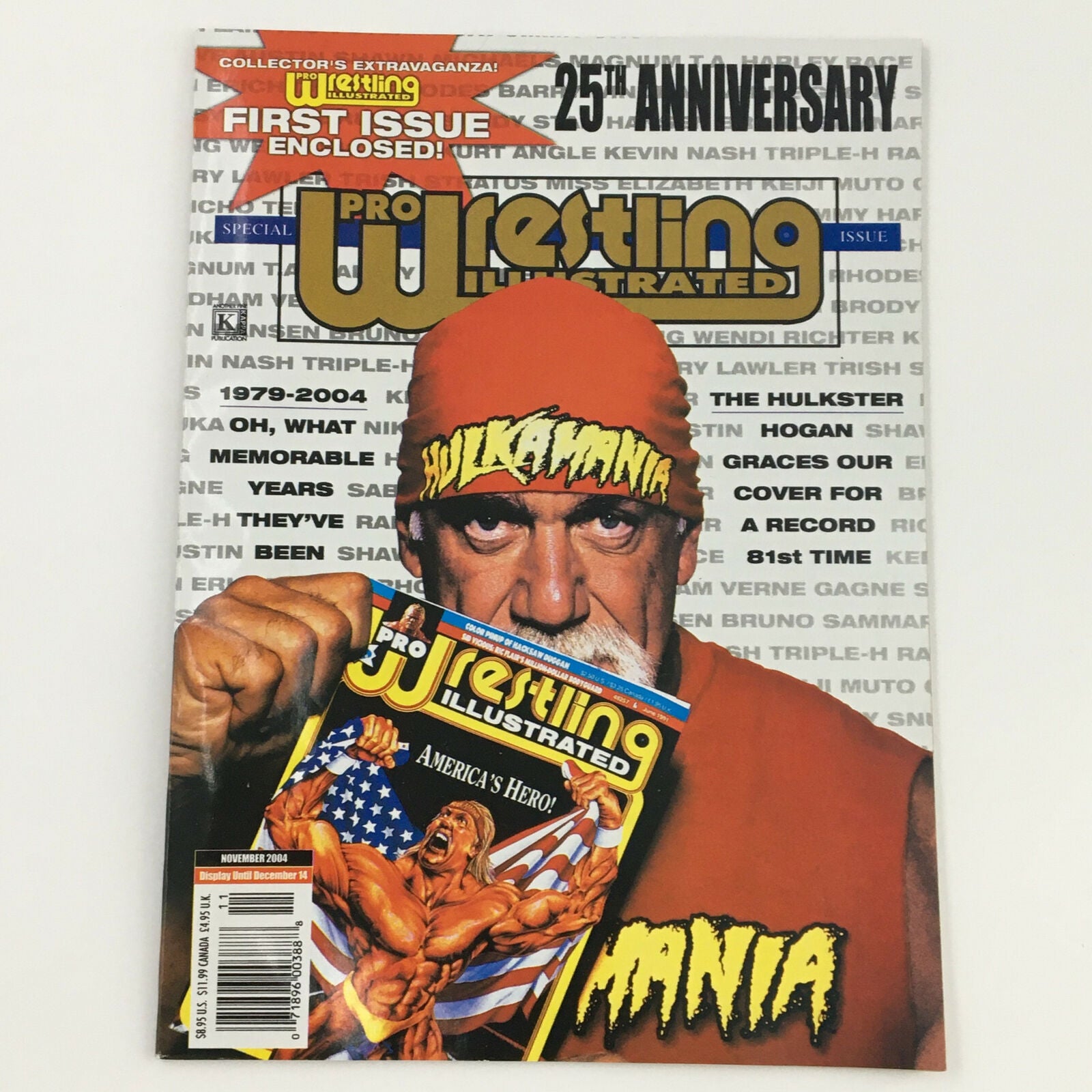 Pro Wrestling Illustrated Magazine November 2004 featuring Hulk Hogan on the cover, celebrating his iconic career and legacy in professional wrestling.