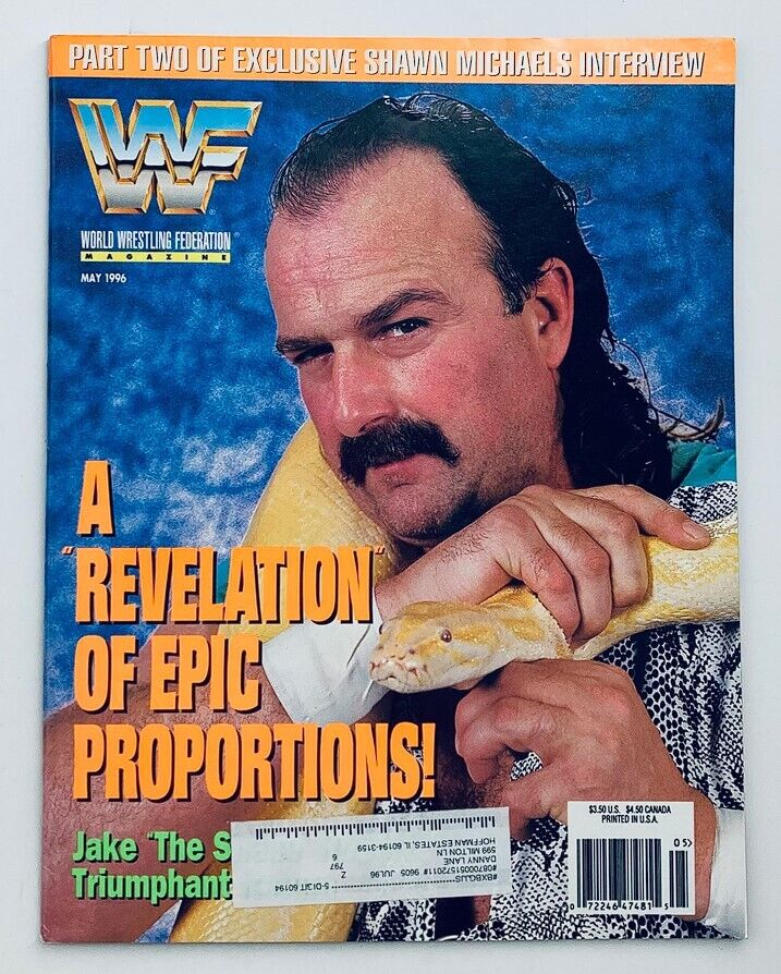 WWF World Wrestling Federation Magazine May 1996 Jake The Snake w Poster