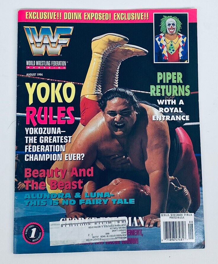 WWF World Wrestling Federation Magazine August 1994 Yokozuna, Roddy Piper