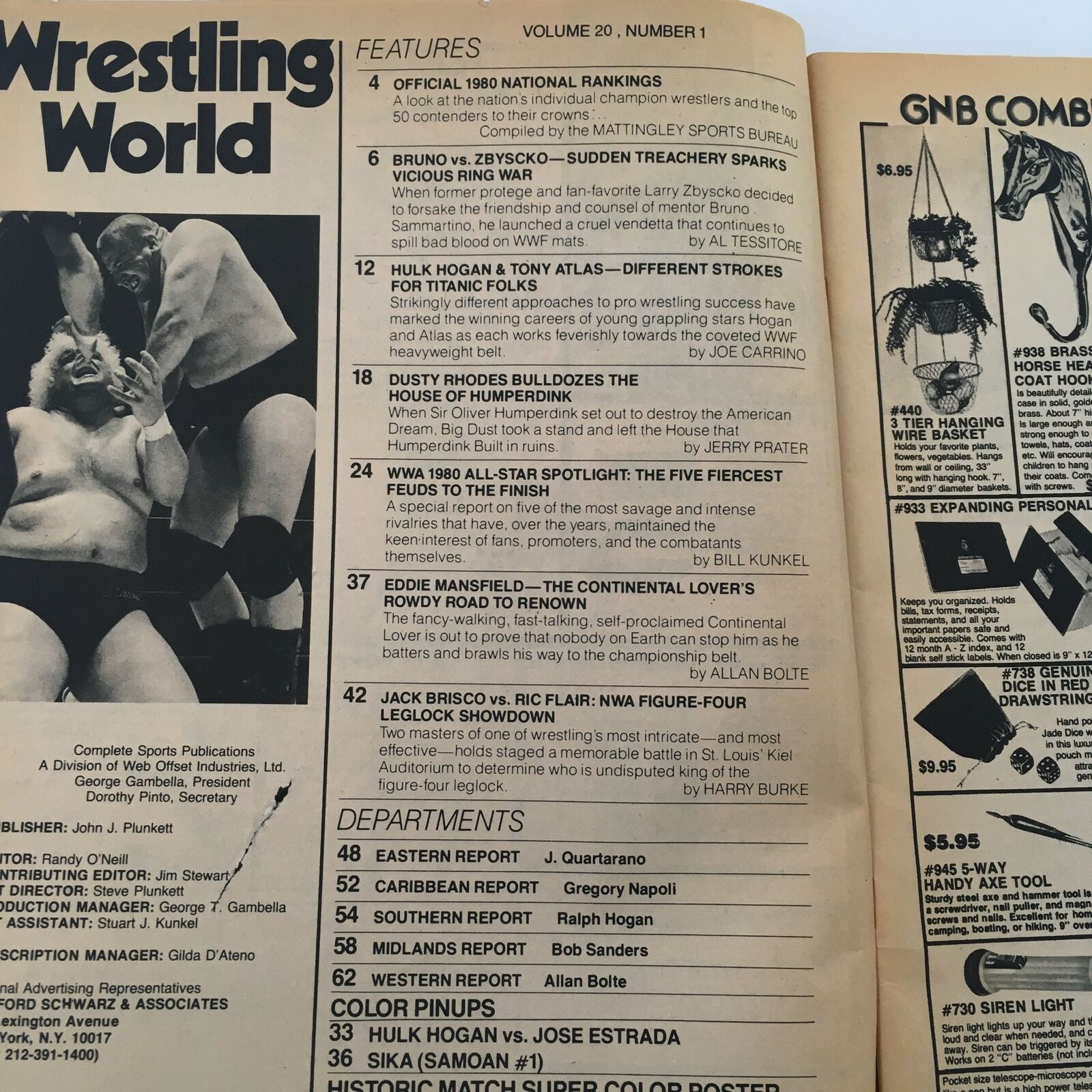 Wrestling World Magazine 1980 Hulk Hogan and Tony Atlas On Collision Course