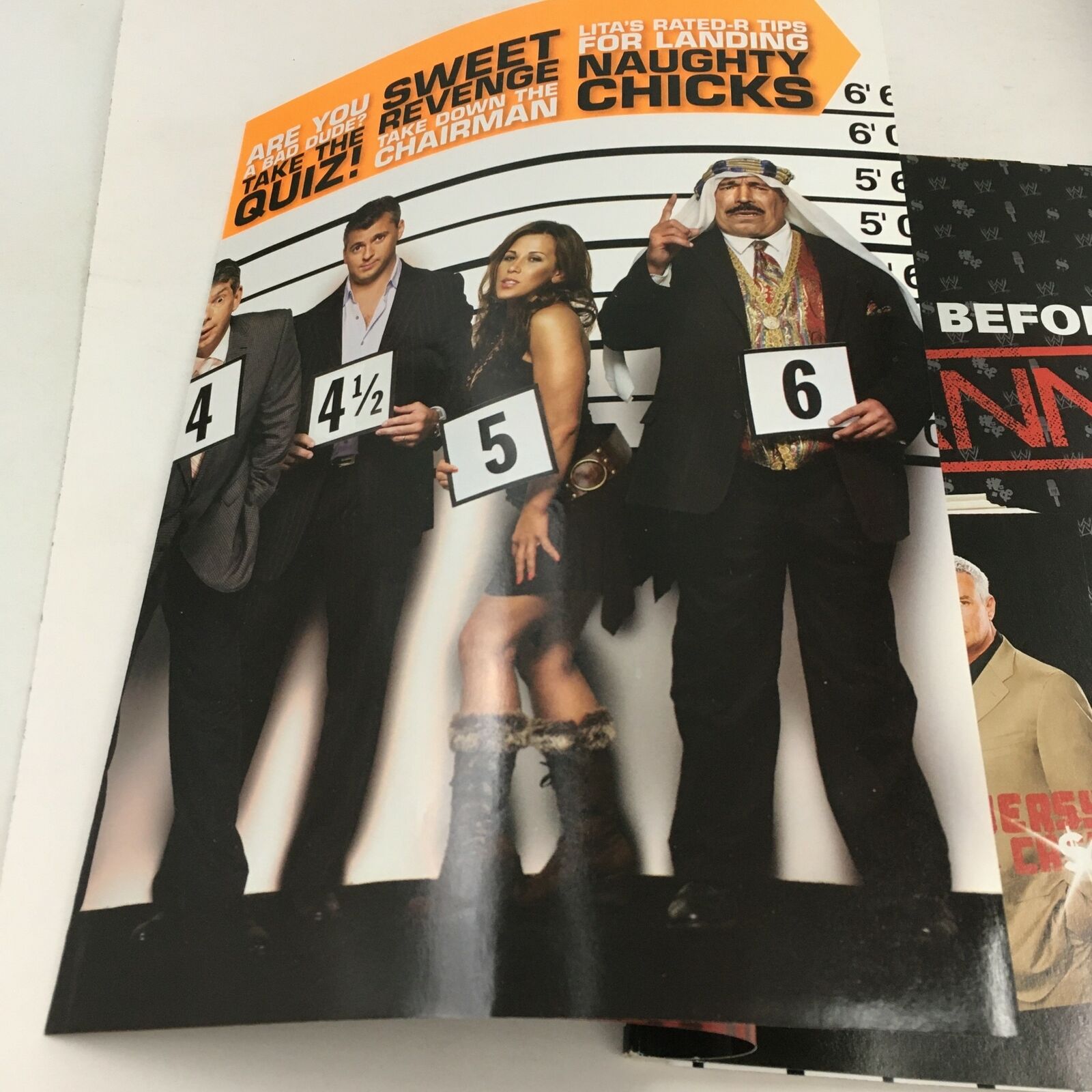 Inside page of WWE WWF Magazine October 2006 displaying a quiz with famous wrestlers and a section titled 'Are You Sweet?' featuring Lita.