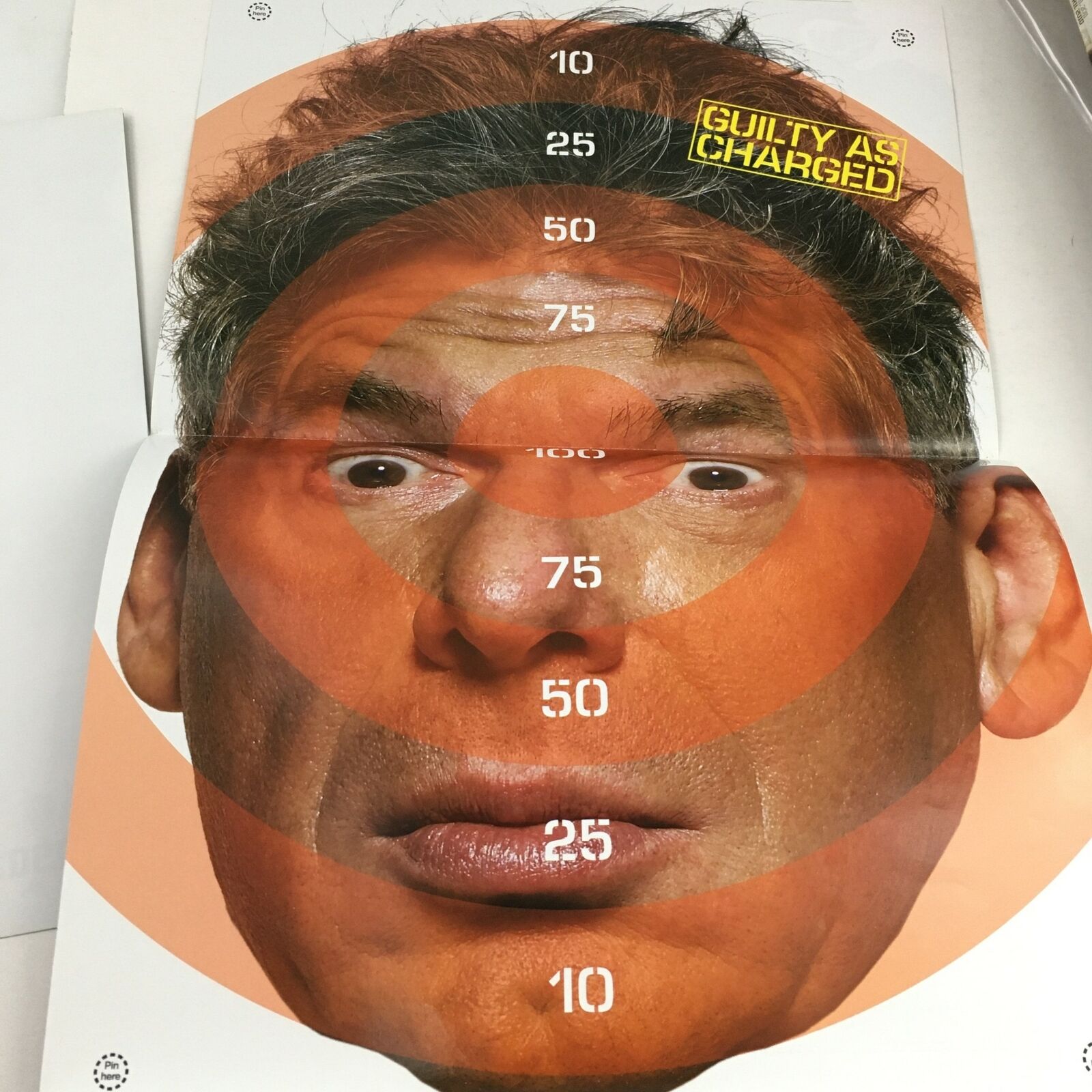 WWE WWF Magazine October 2006 featuring a unique target illustration of Vince McMahon with the caption 'Guilty as Charged', adding comic relief to the issue.