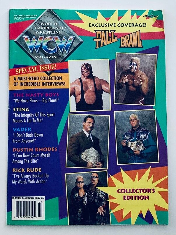 WCW Wrestling Magazine January 1994 The Nasty Boys, Sting and Vader No Label