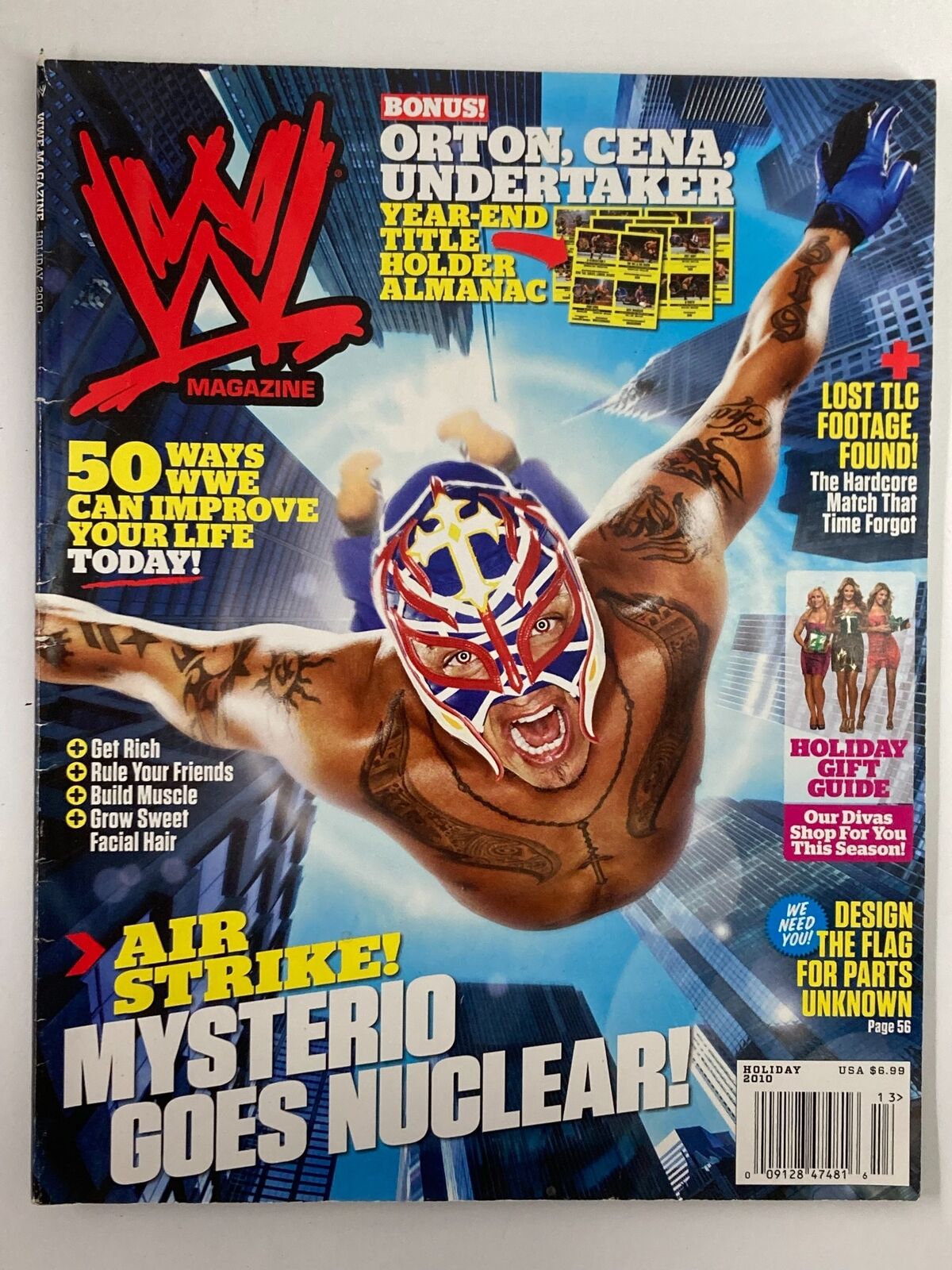 WWE Magazine Holiday 2010 Rey Mysterio, Randy Orton and John Cena No Label