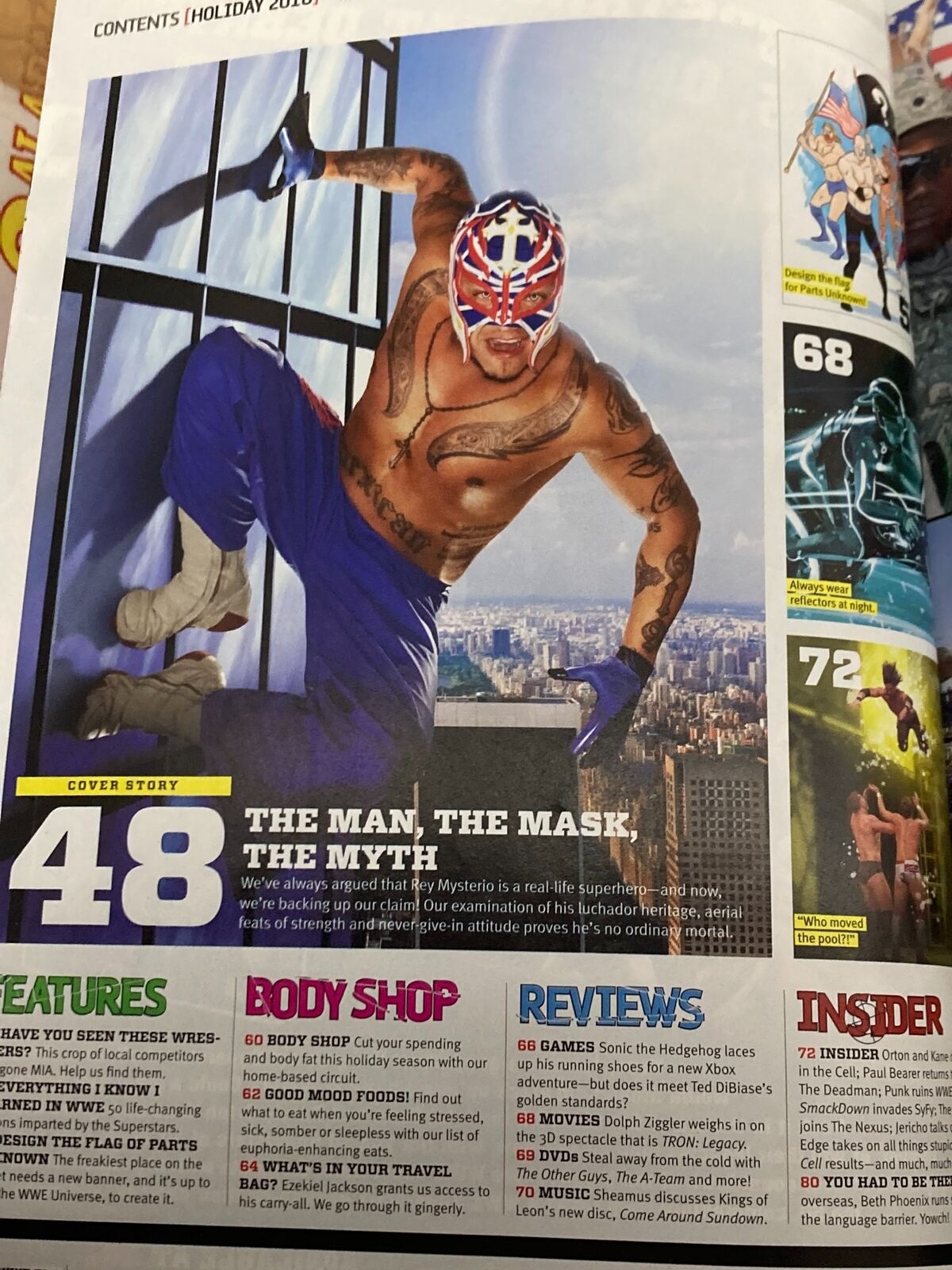 WWE Magazine Holiday 2010 Rey Mysterio, Randy Orton and John Cena No Label