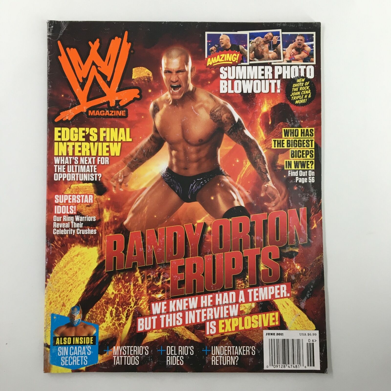 WWE Magazine June 2011 Randy Orton, Rey Mysterio, Sin Cara, The Rock No Label