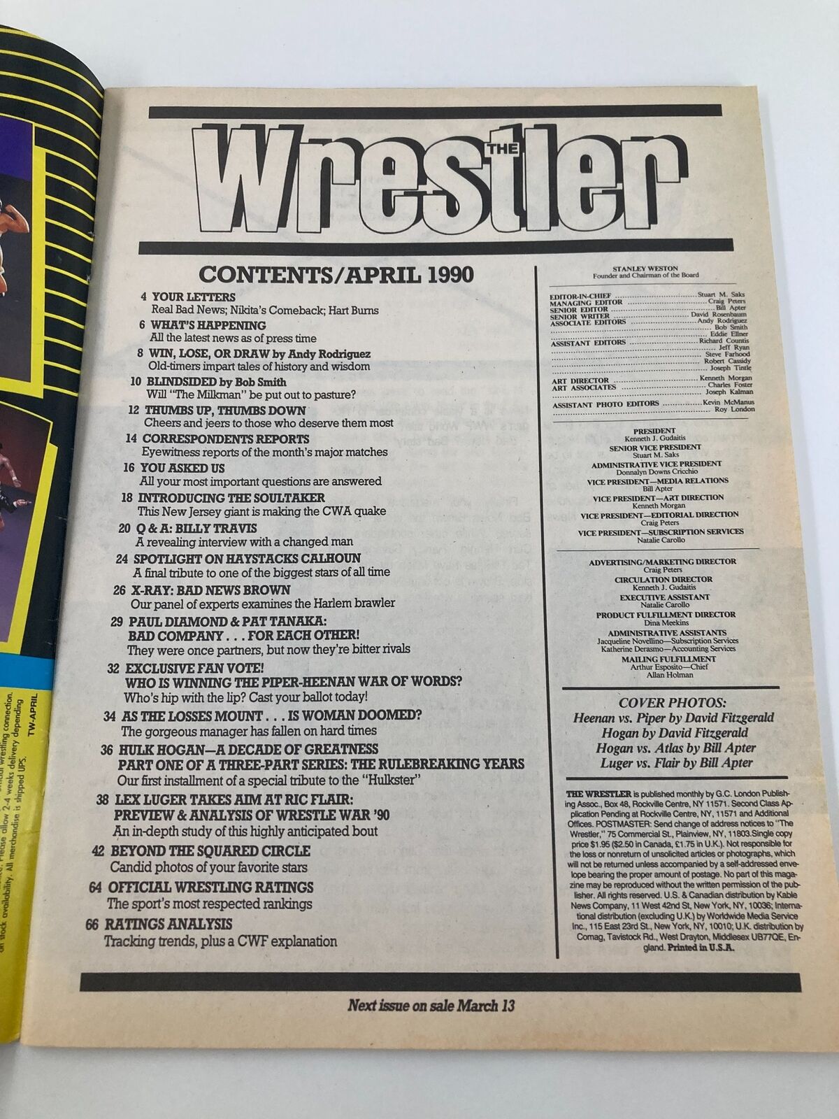 The Wrestler Magazine April 1990 Hulk Hogan A Decade of Greatness No Label