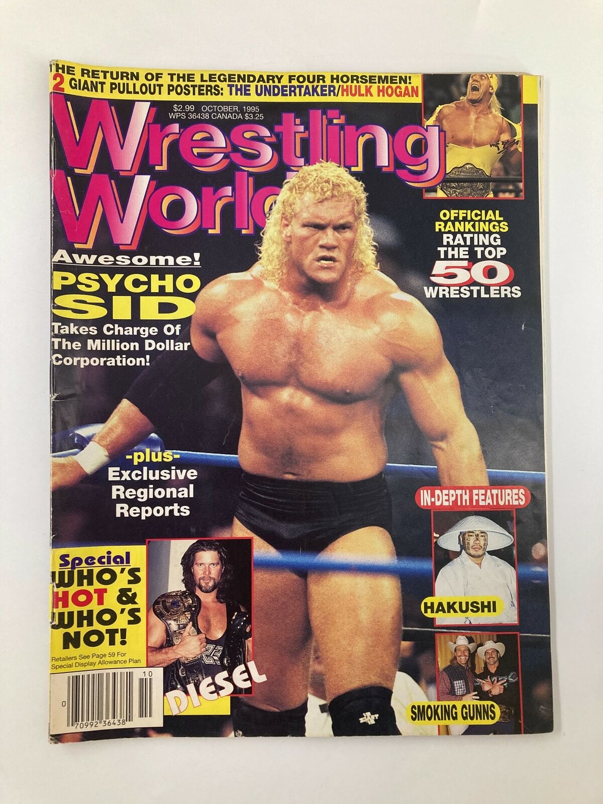 Wrestling World Magazine October 1995 Psycho Sid and Hulk Hogan No Label