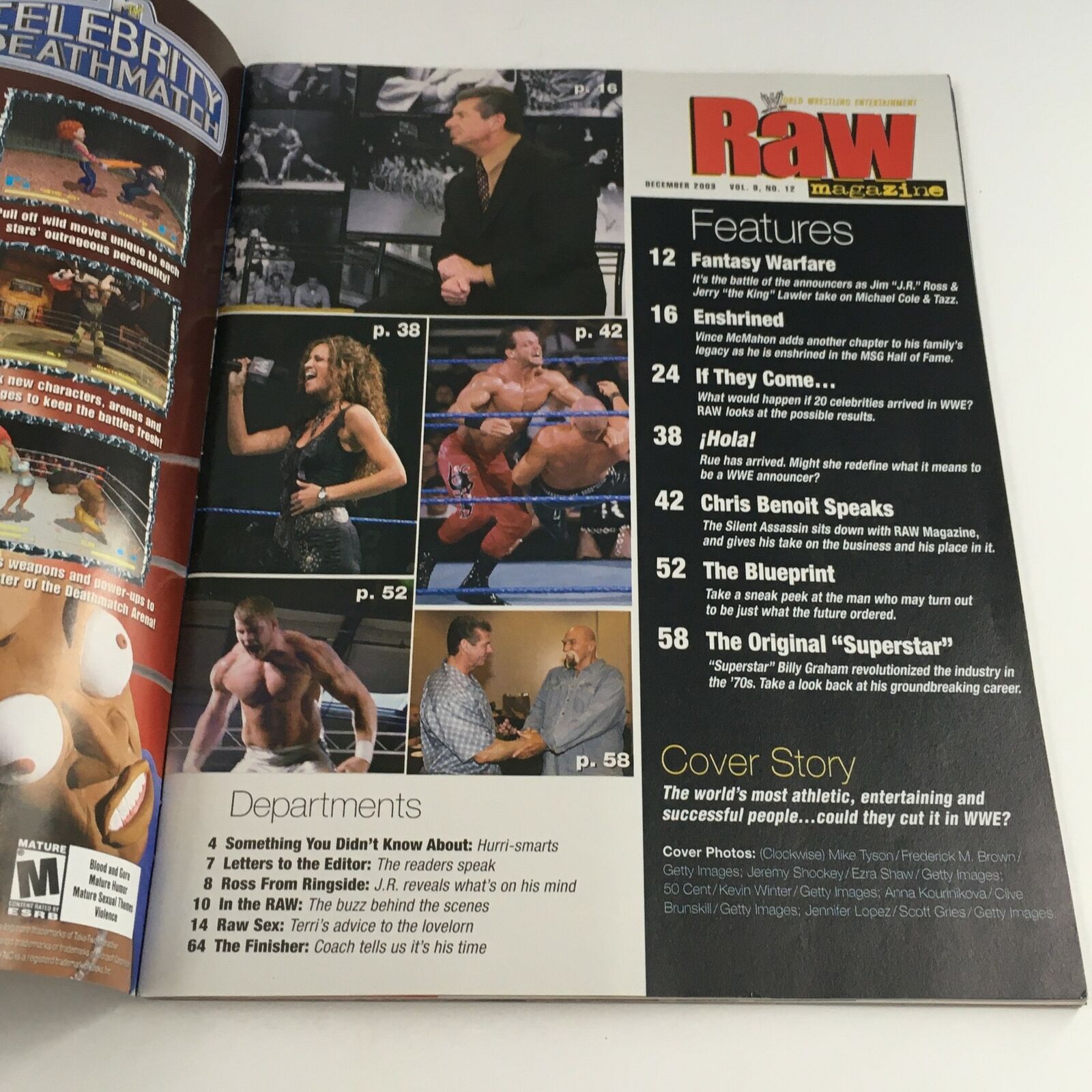 WWE Raw Magazine December 2003 Mr. McMahon, Hulk Hogan, w Poster No Label VG