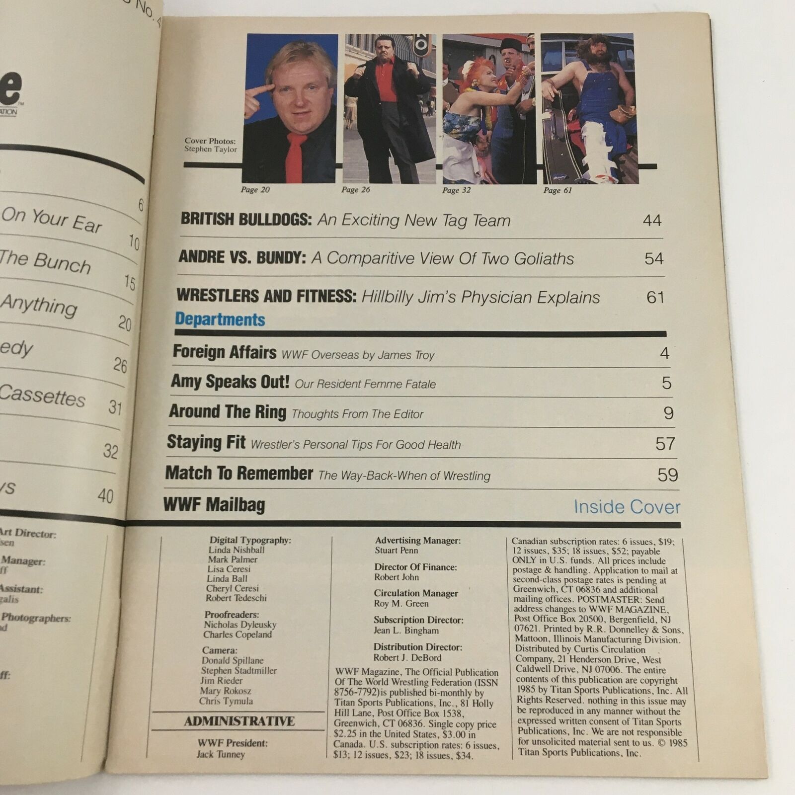 WWF Magazine August 1985 Cyndi Lauper, Lou Albano, Jimmy Snuka & Ricky Steamboat