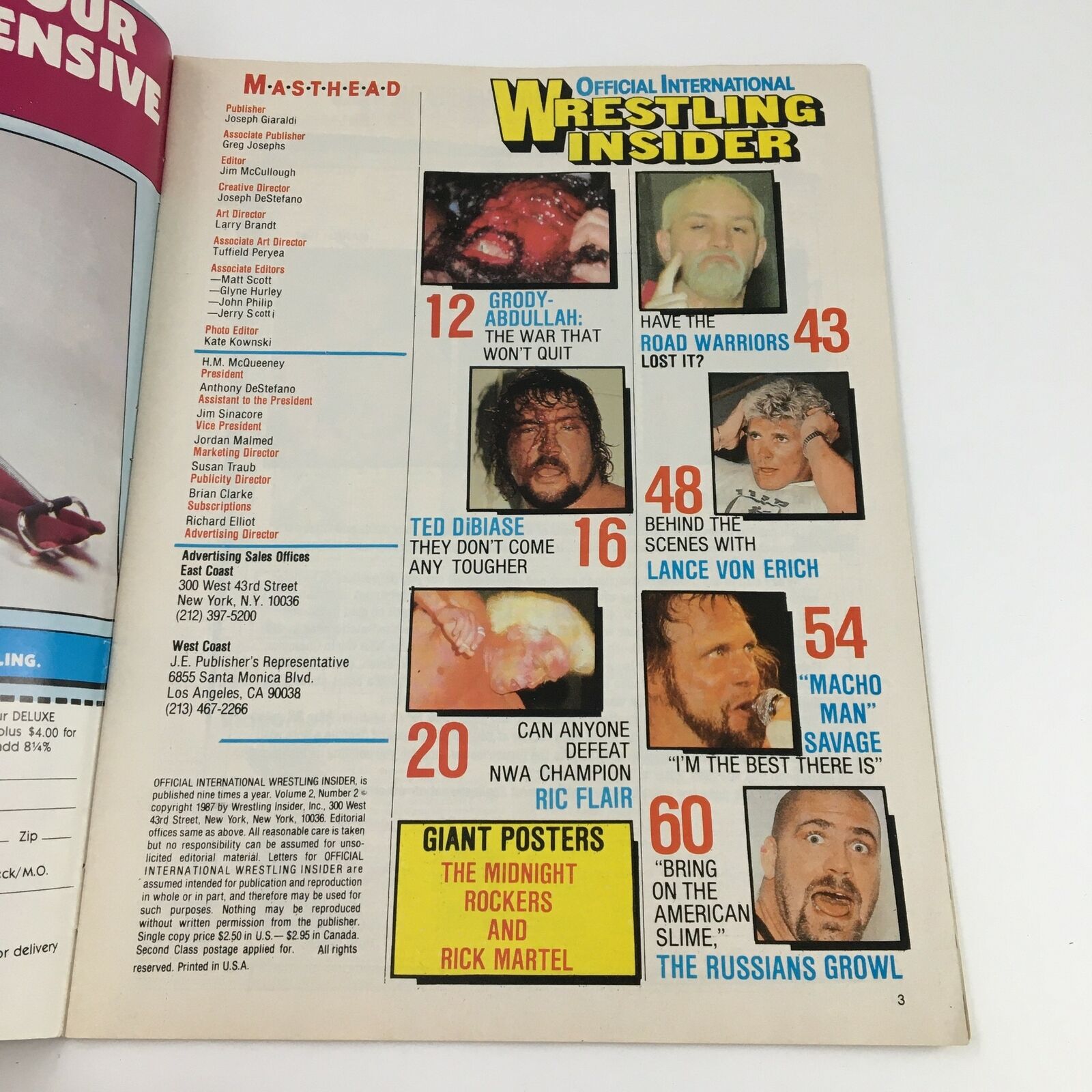 Wrestling Insider Magazine March 1987 Rick Martel Ted DiBiase No Label