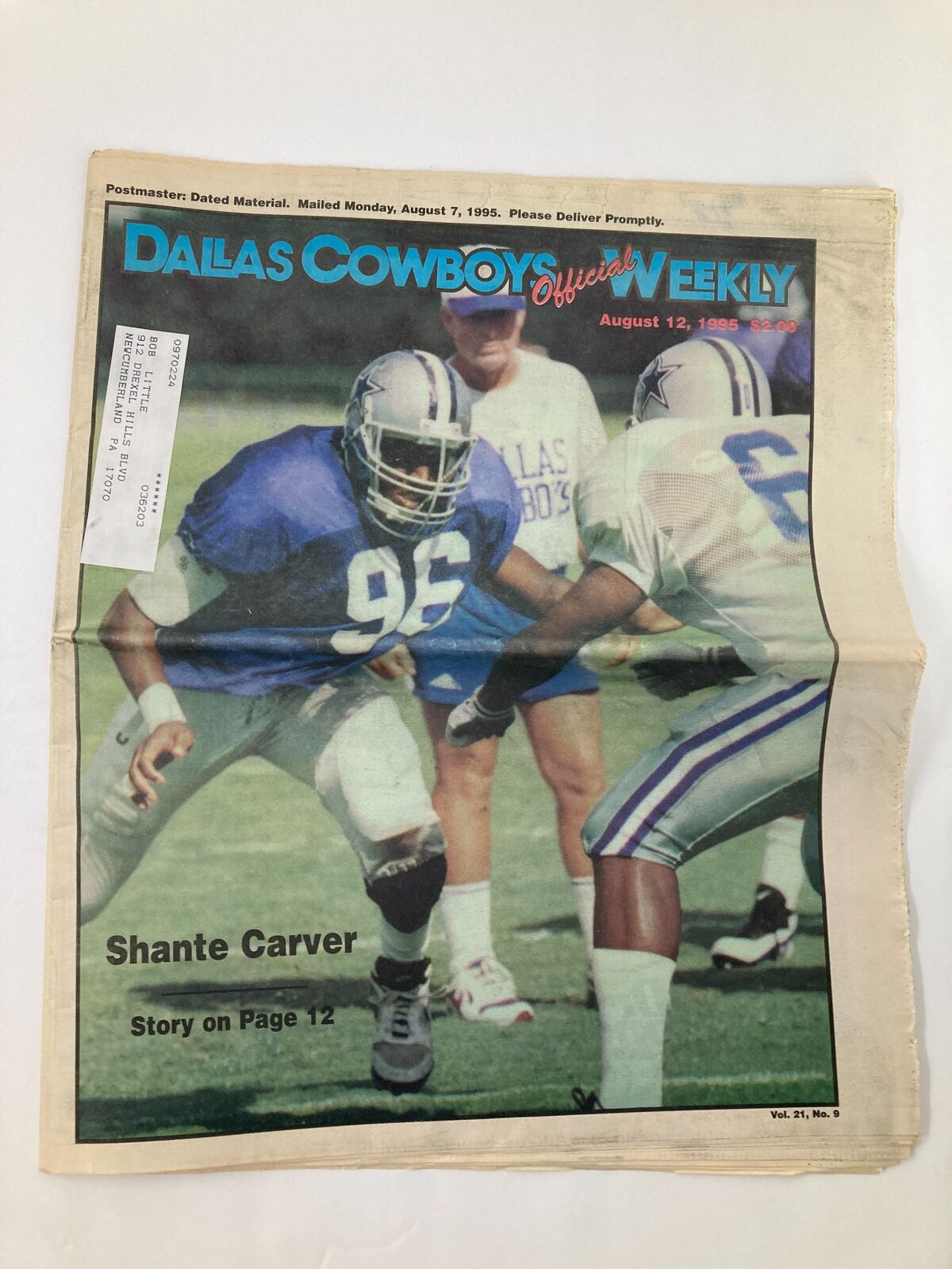 Dallas Cowboys Weekly Newspaper August 12 1995 Vol 21 #9 Shante Carver