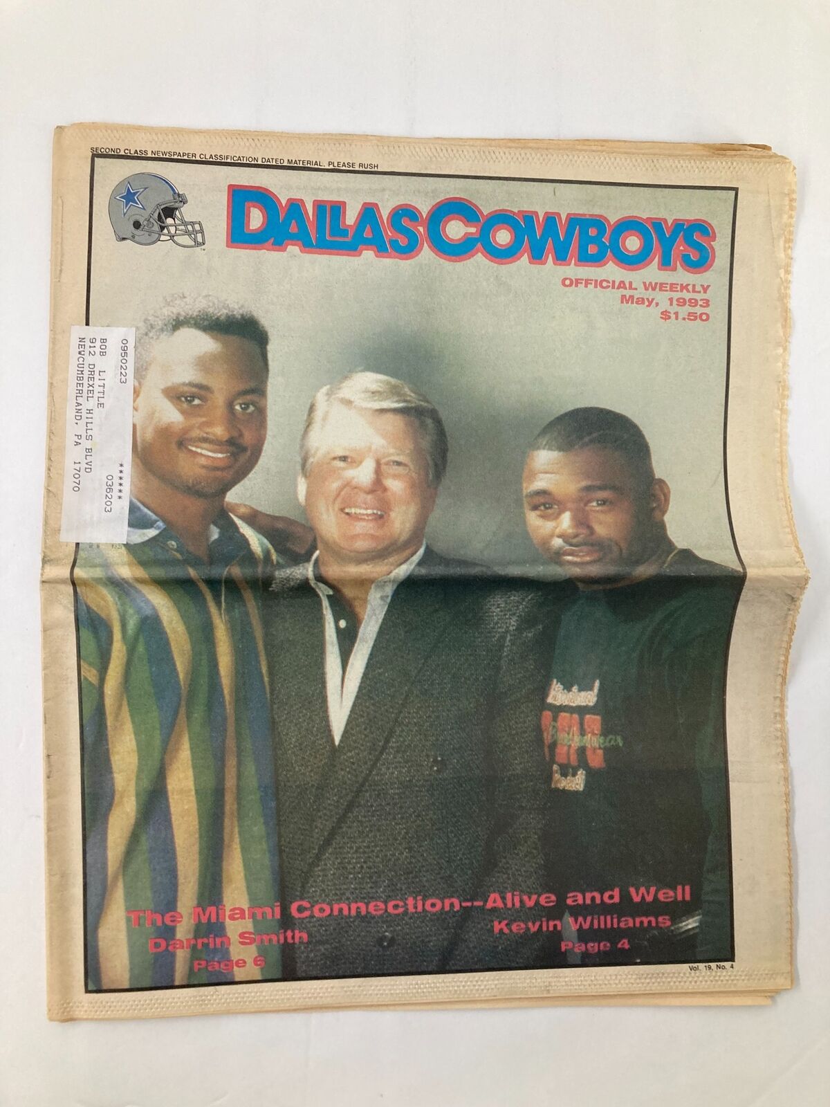 Dallas Cowboys Weekly Newspaper May 1993 Vol 19 #4 Darrin Smith & Kevin Williams